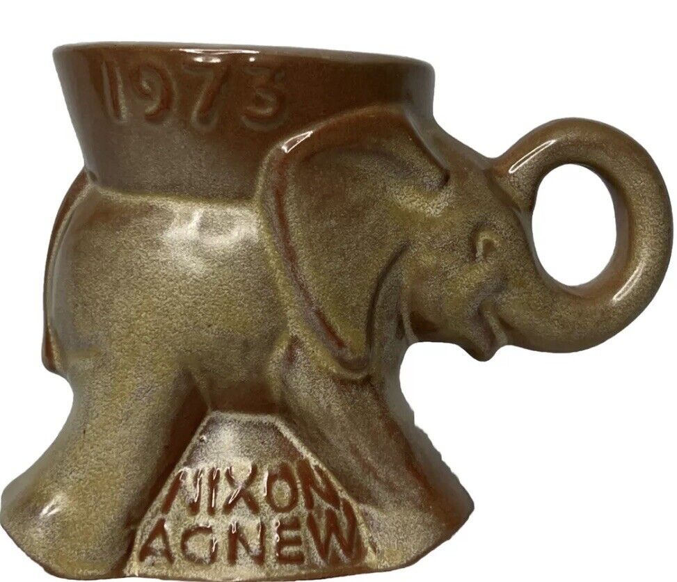 Frankoma 1973 GOP Vintage Elephant Mug Nixon/Agnew