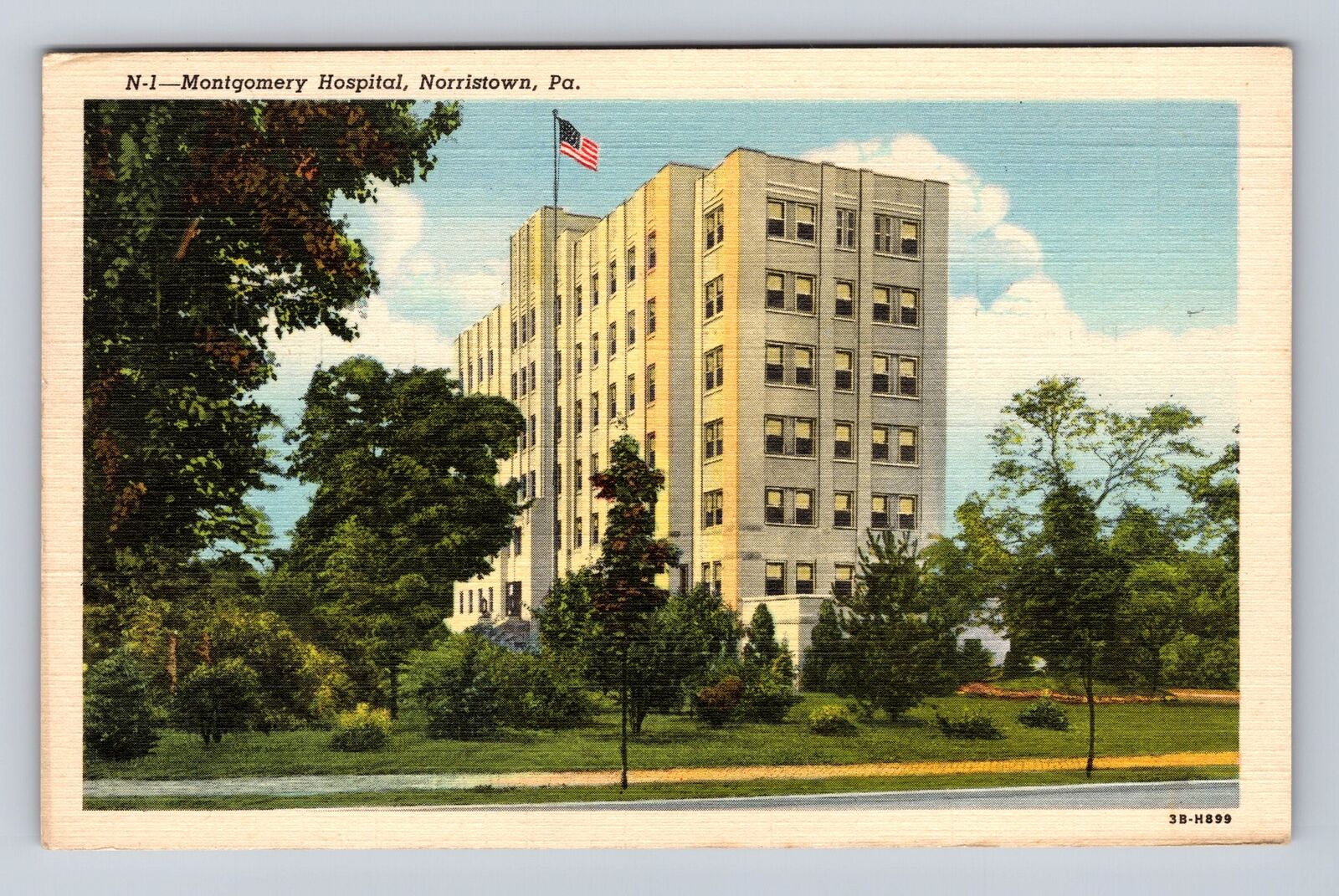 Norristown PA-Pennsylvania, Montgomery Hospital, Vintage c1944 Souvenir Postcard