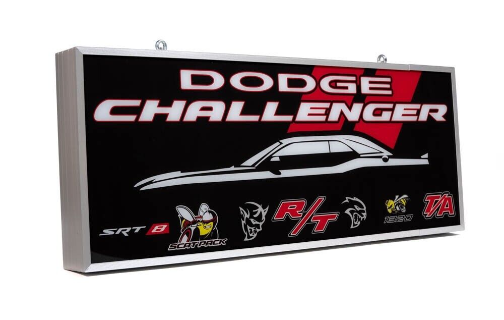 Large Dodge Challenger RT backlit sign Hellcat Demon Scat Pack 1320 SRT T/A sign
