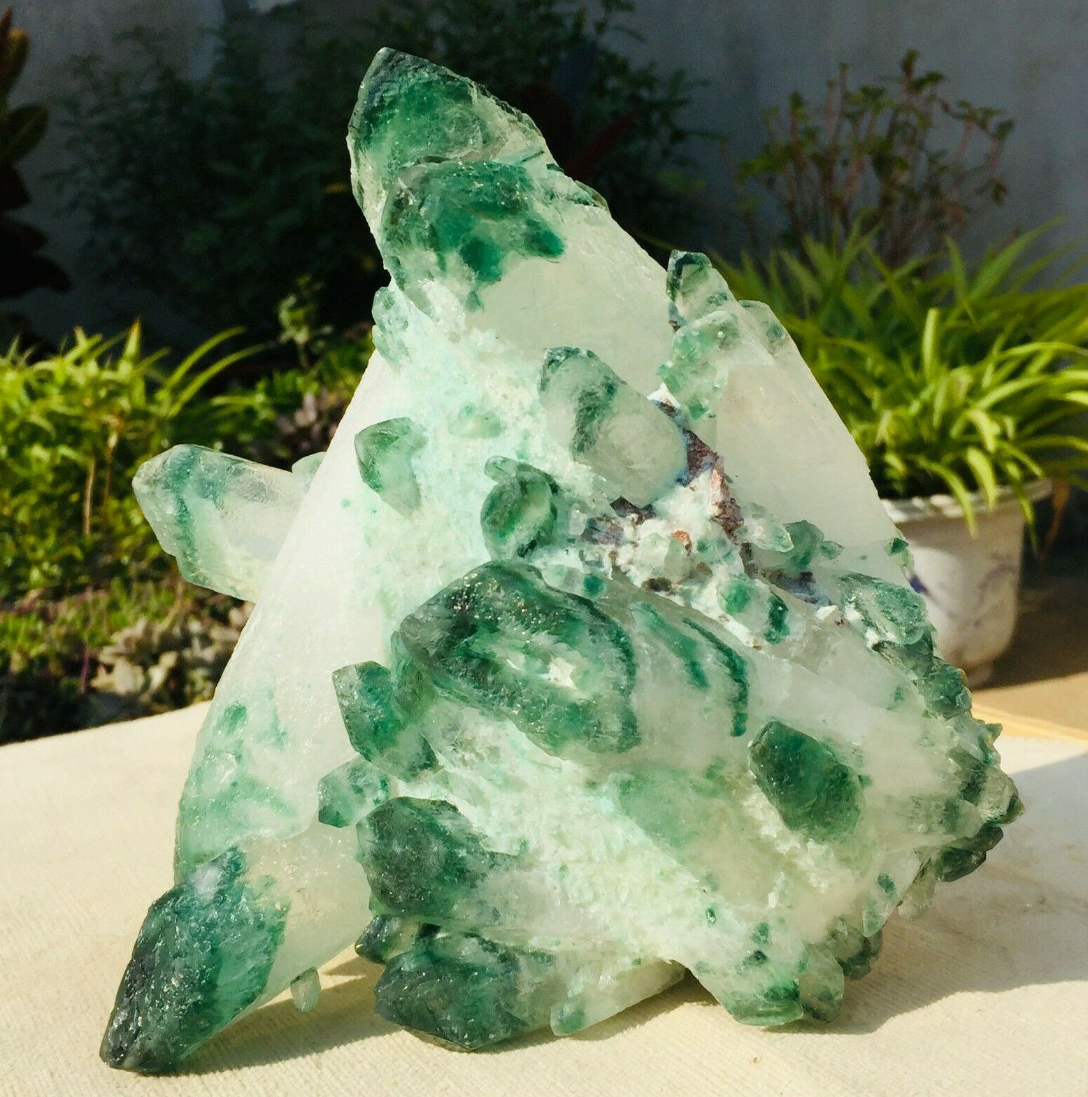 4.0lb Large Green Phantom Quartz Crystal Cluster Healing Rough Mineral Specimen