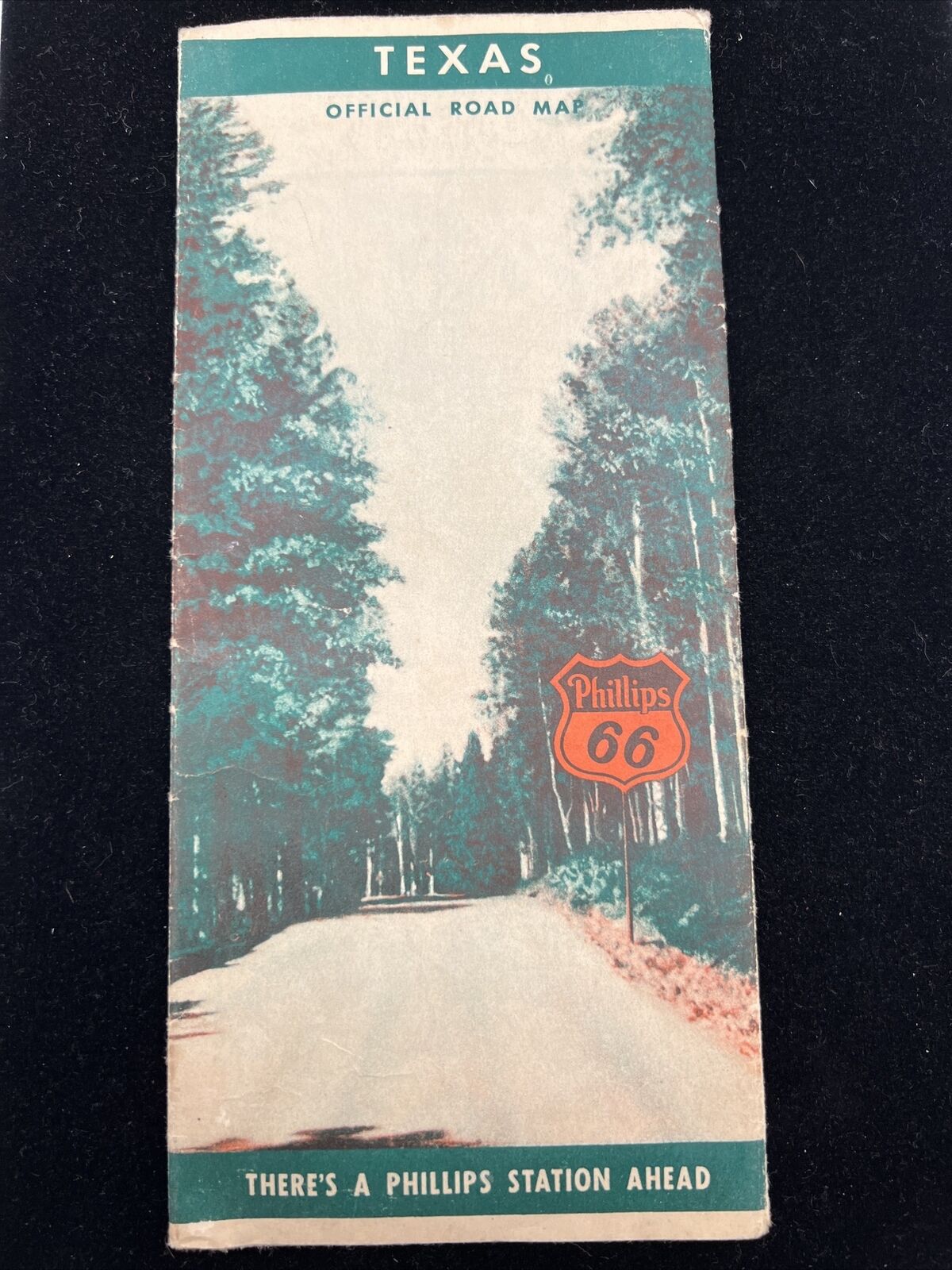 1942 Texas Official Road Map Phillips 66 Advertisement