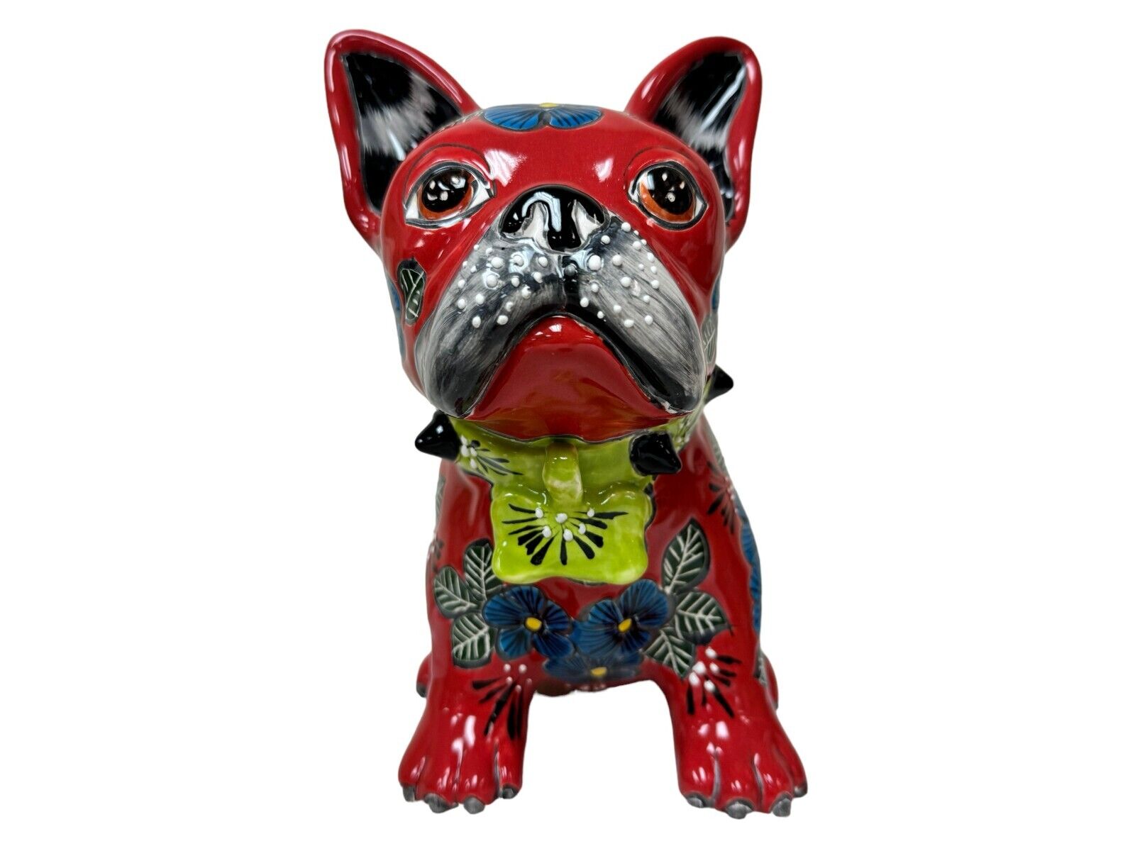 Talavera Frenchie Dog French Bulldog Cute Hand Painted Mexican Pottery Height 9\