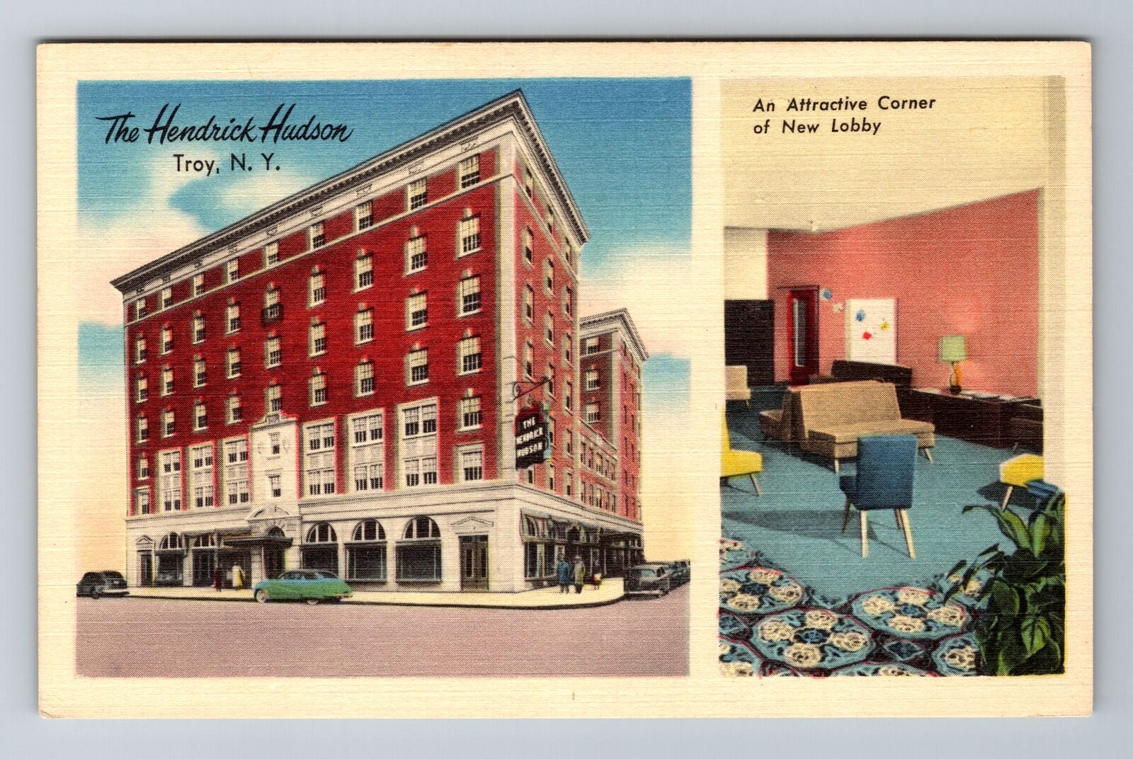 Troy NY-New York, The Hendrick Hudson, Antique, Vintage Souvenir Postcard