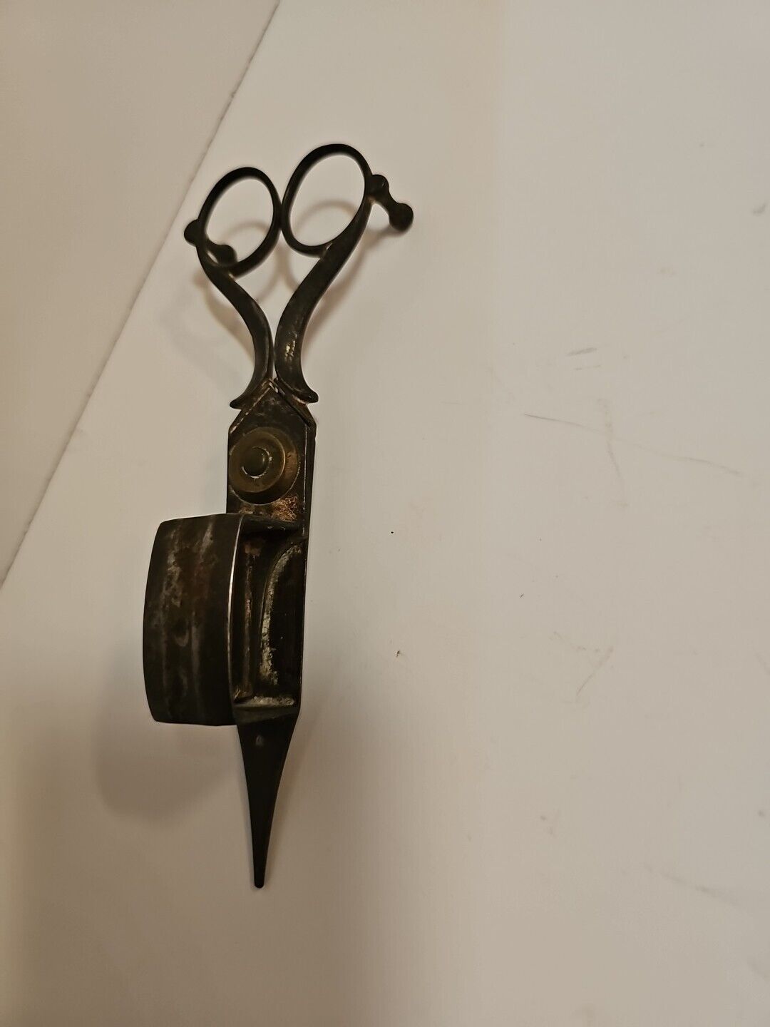 Vintage Antique Primitive Candle Wick Cutting Scissors & Snuffer 