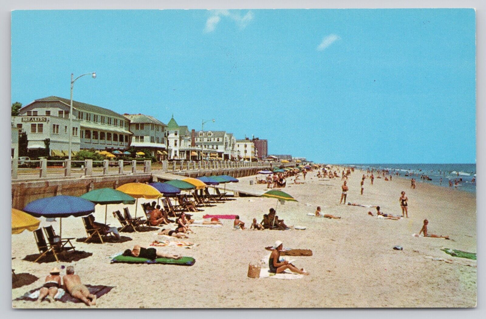 Virginia Beach Virginia VA - Looking North Along Beach and Boardwalk Postcard