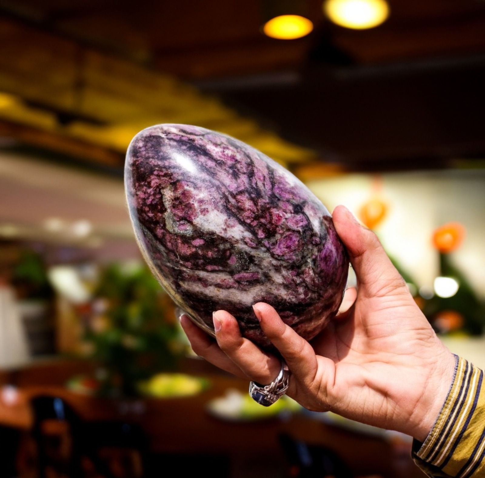 160MM Pink Rubellite In Tourmaline Crystal Healing Egg Energy Gemstone Decor Egg