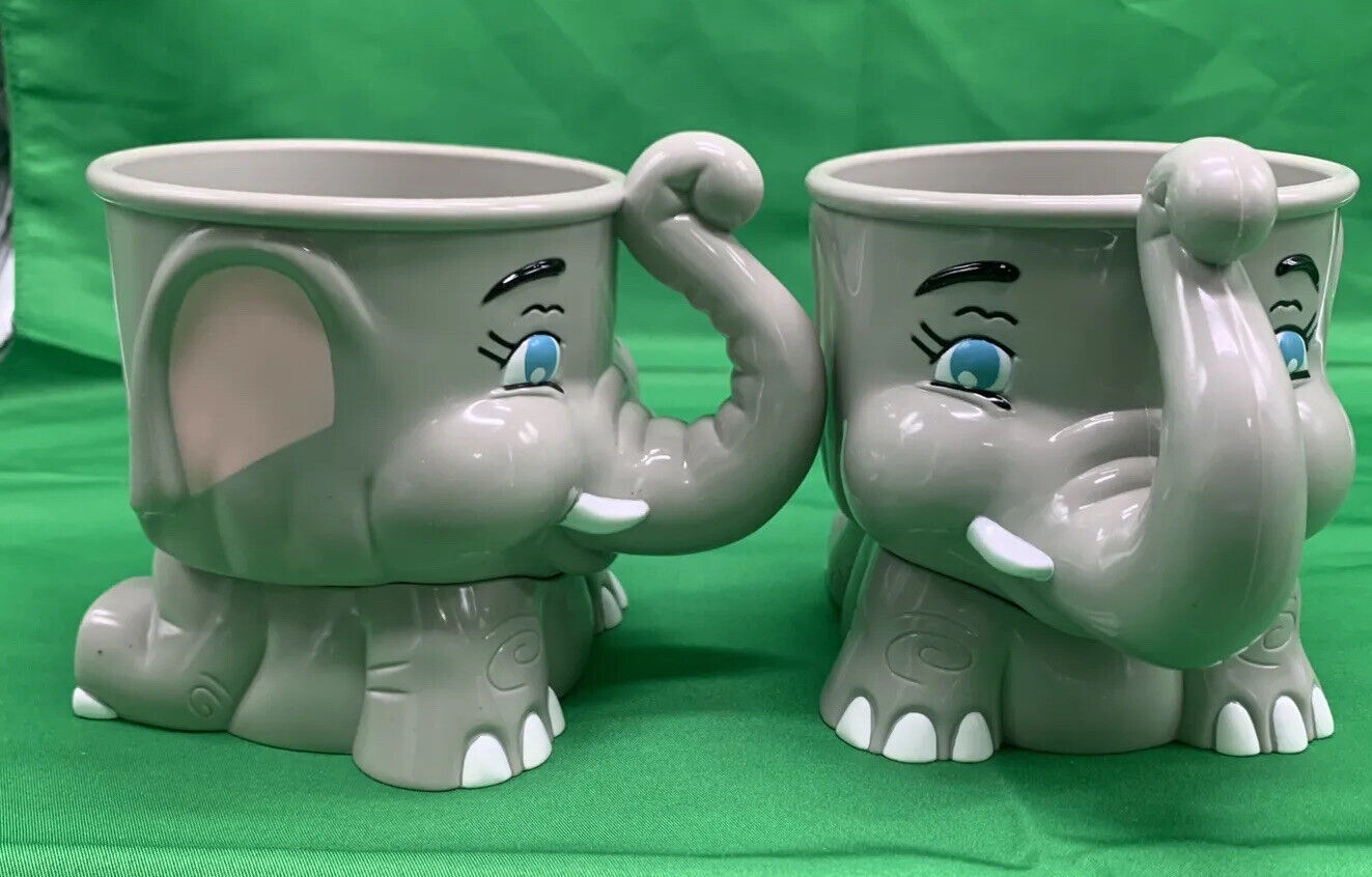 ✨2003 Ringling Brothers Circus Set of 2 Elephant Cups/Mug 15 oz. Gray  ✨