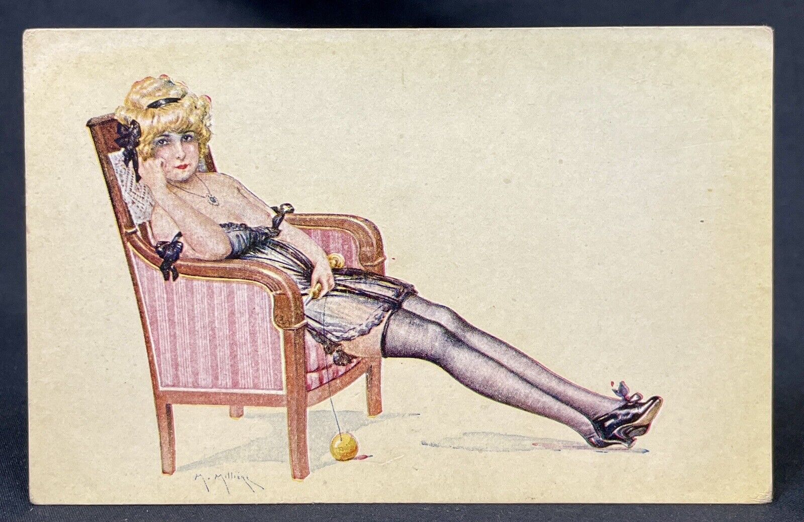 Artist Maurice Millière  | Young Woman Semi Nude | Risqué Glamour Art | 1900s