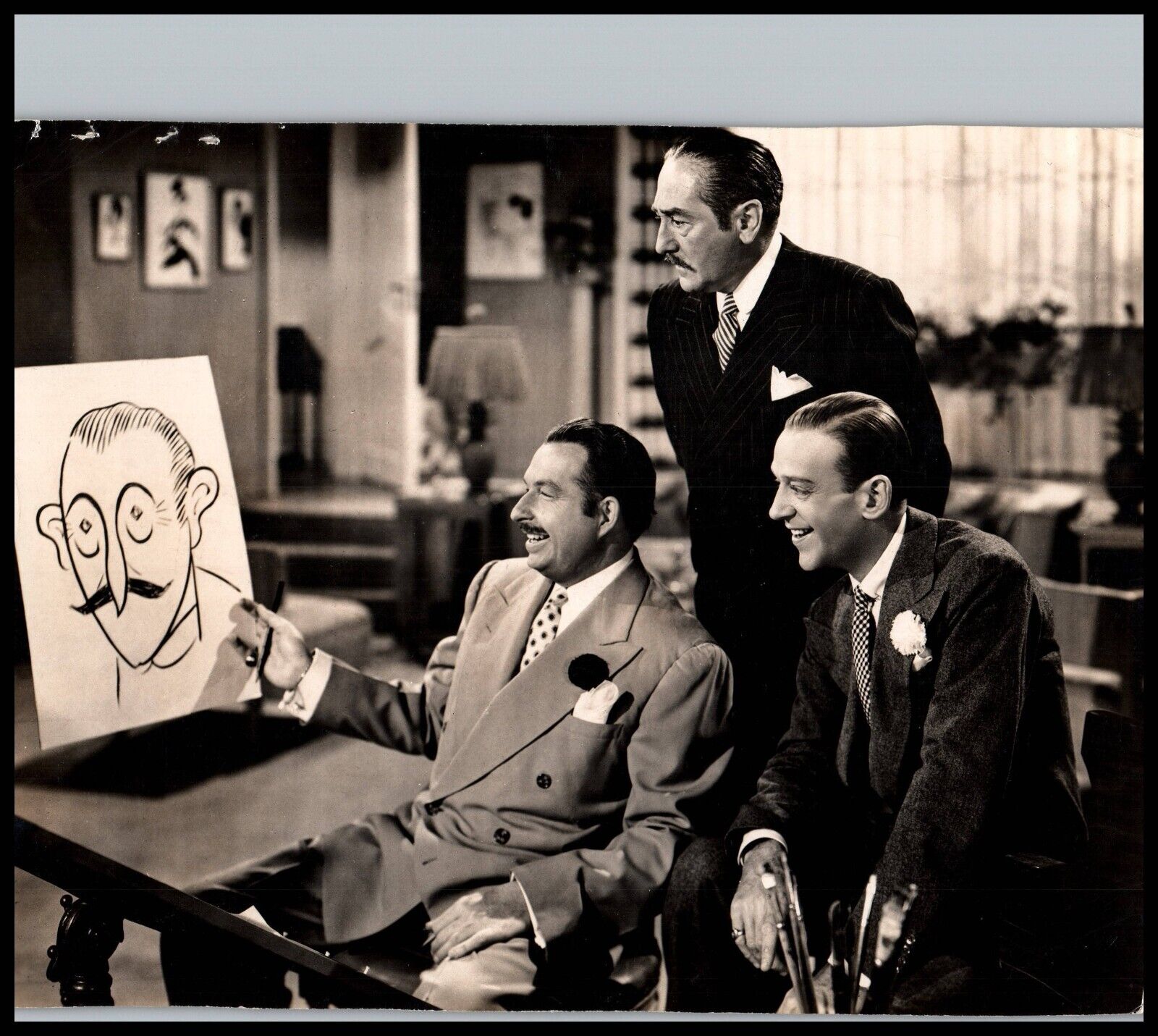 Fred Astaire + Adolphe Menjou + Xavier Cugat (1940s) ❤️ Photo by Lippman K 513