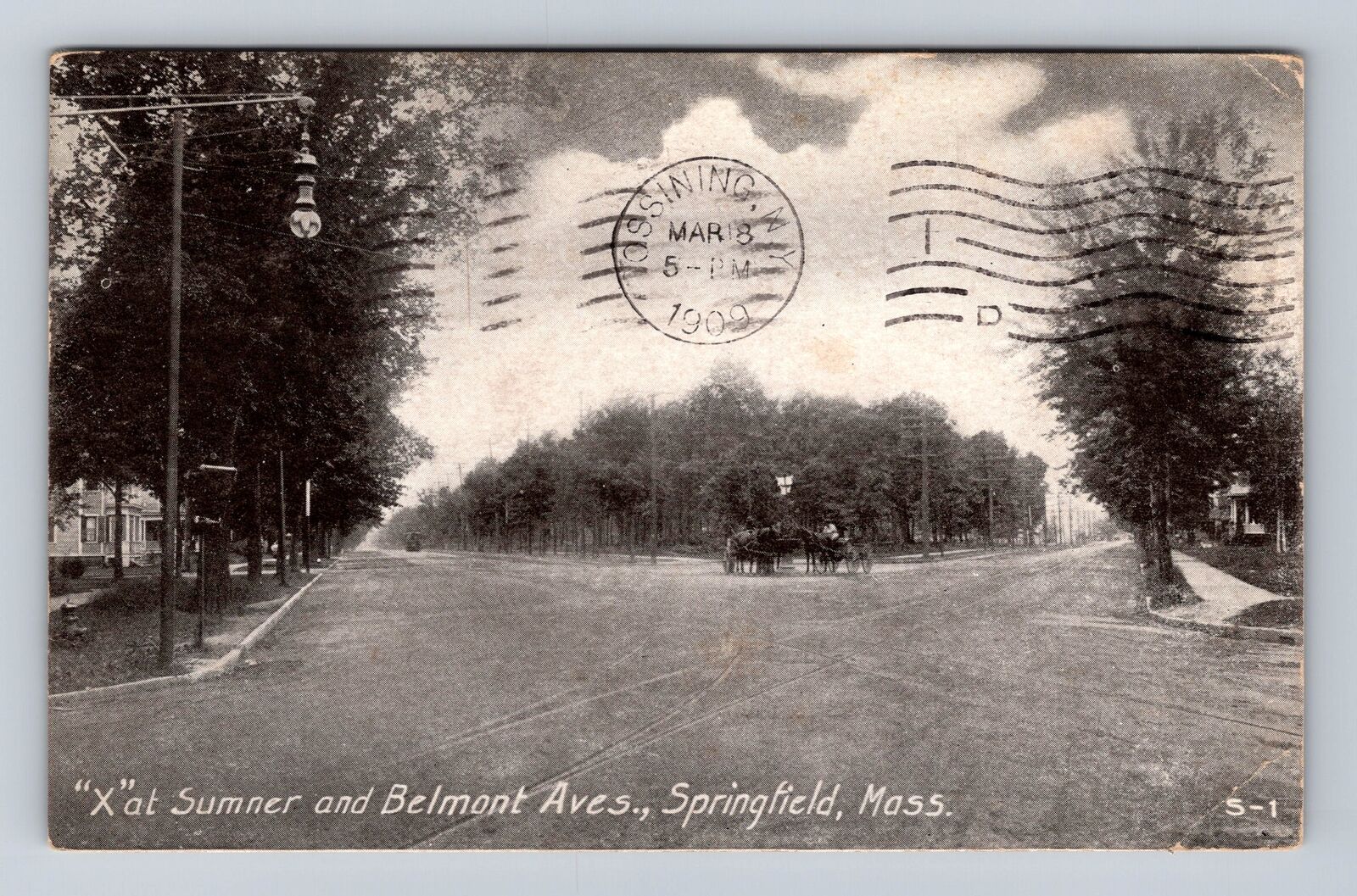 Springfield MA-Massachusetts, X at Sumner & Belmont Avenue, Vintage Postcard