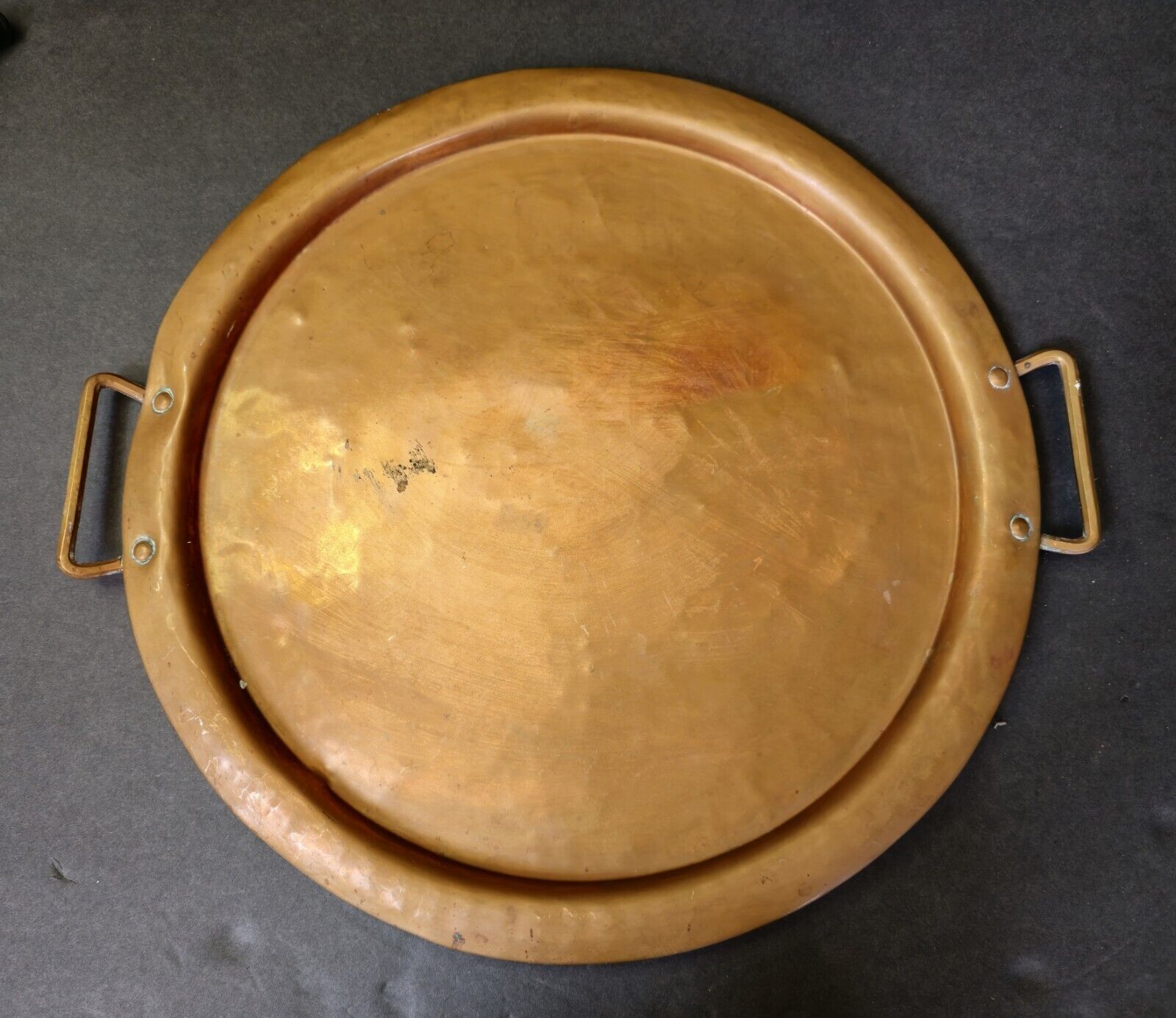 VINTAGE- hand made copper serving tray platter With Handles 