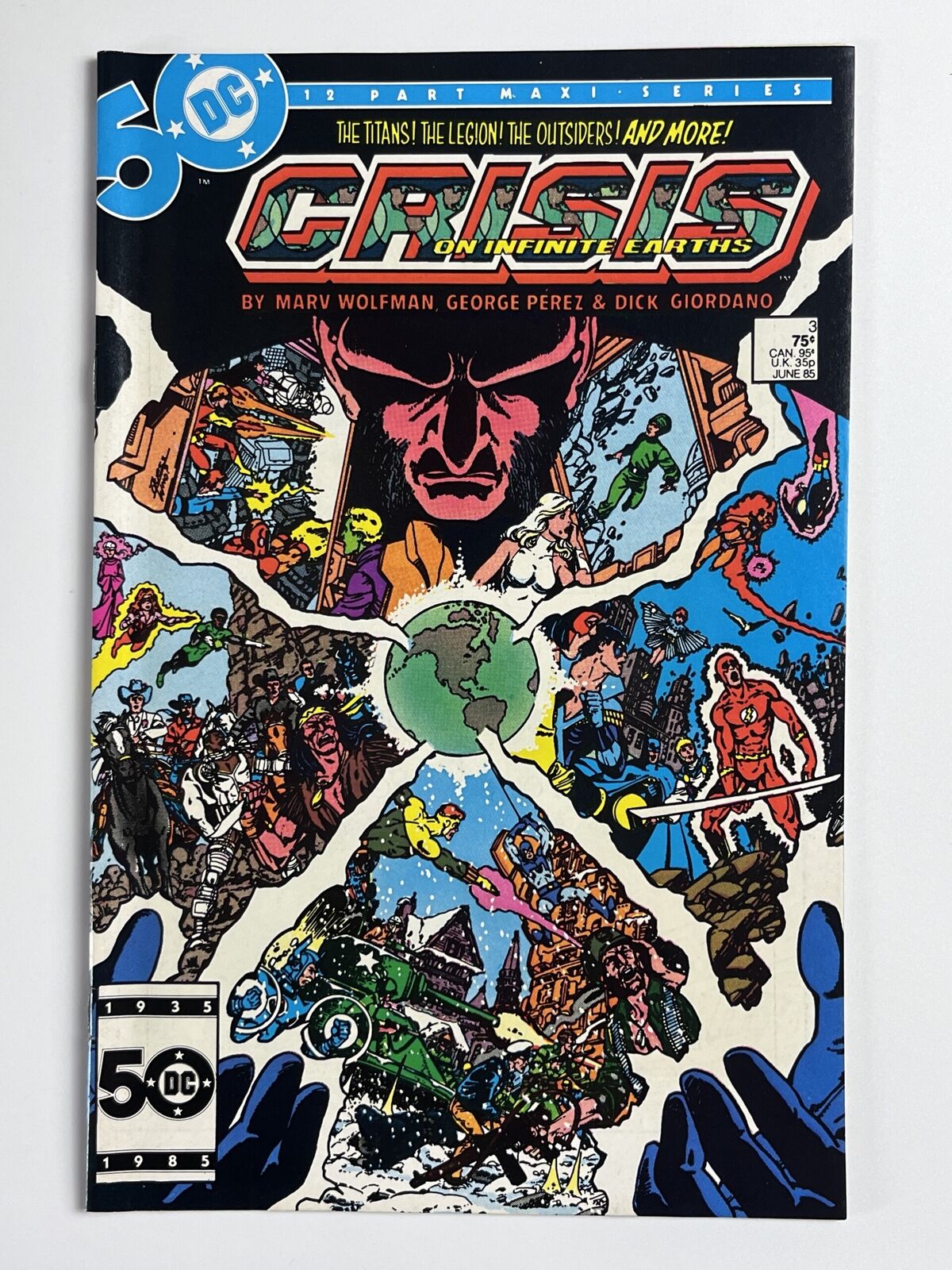 Crisis On Infinite Earths #3 (1985) 2nd cameo app. Anti-Monitor in 9.0 Very F...