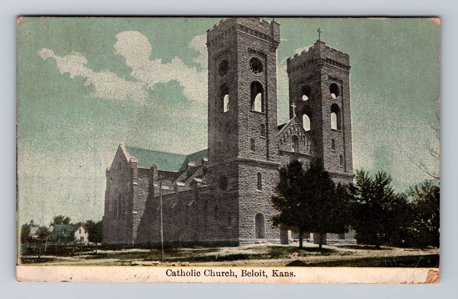 Beloit KS-Kansas, Catholic Church, Religion, Antique, Vintage c1912 Postcard