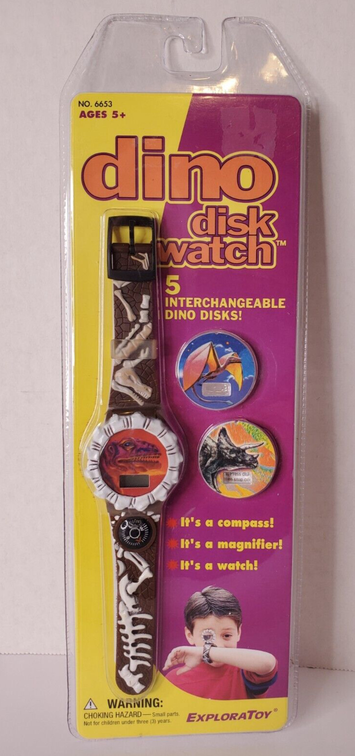 Vintage 1998 Dino Disk Watch ExploraToy Childrens Kids Watch Dinosaurs - NEW NIP