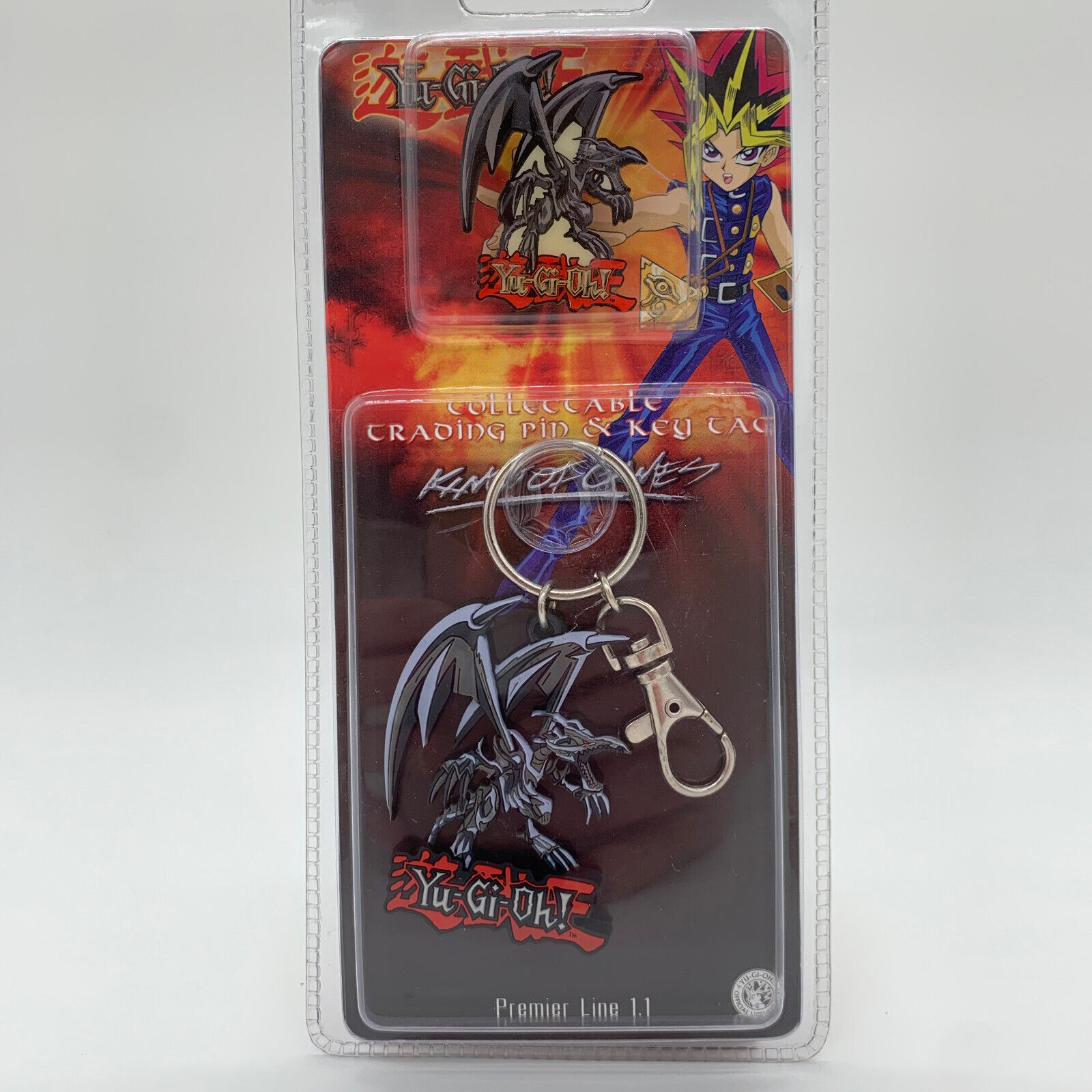 2002 Yu-Gi-Oh Red Eyes Black Dragon Collectible Trading Pin & Key Tag Keychain
