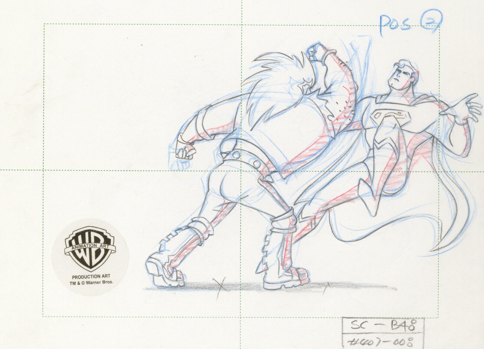 Superman Animated Series-Original Production Drawing-Superman/Lobo-The Main Man