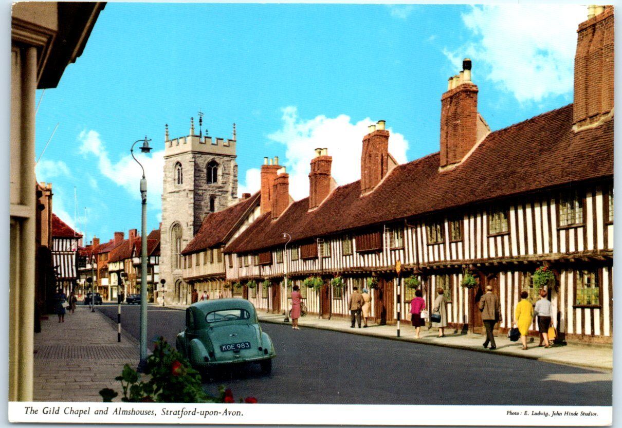 Postcard - The Guild Chapel and Almshouses - Stratford-upon-Avon, England