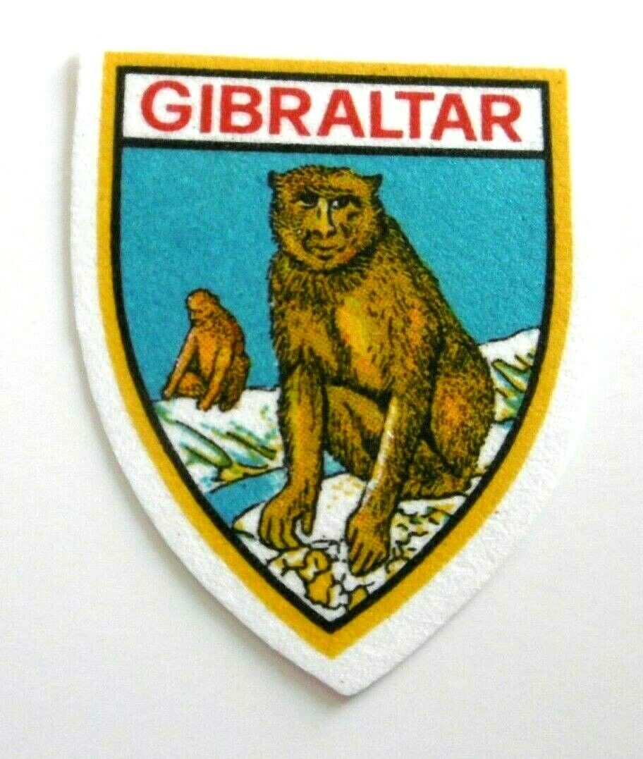 Souvenir-Aufnäher Gibraltar Affen-Felsen Peninsular England Spain 70er Patch
