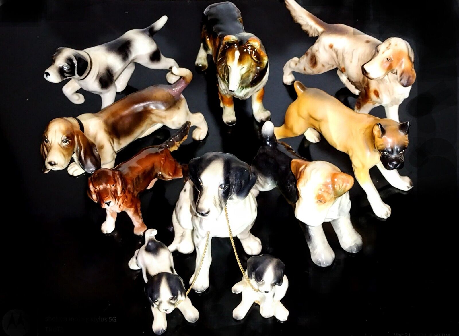Vintage Rare Porcelain 8 Dog Figurines  Made in Japan, Germany, see photos, 4-6\