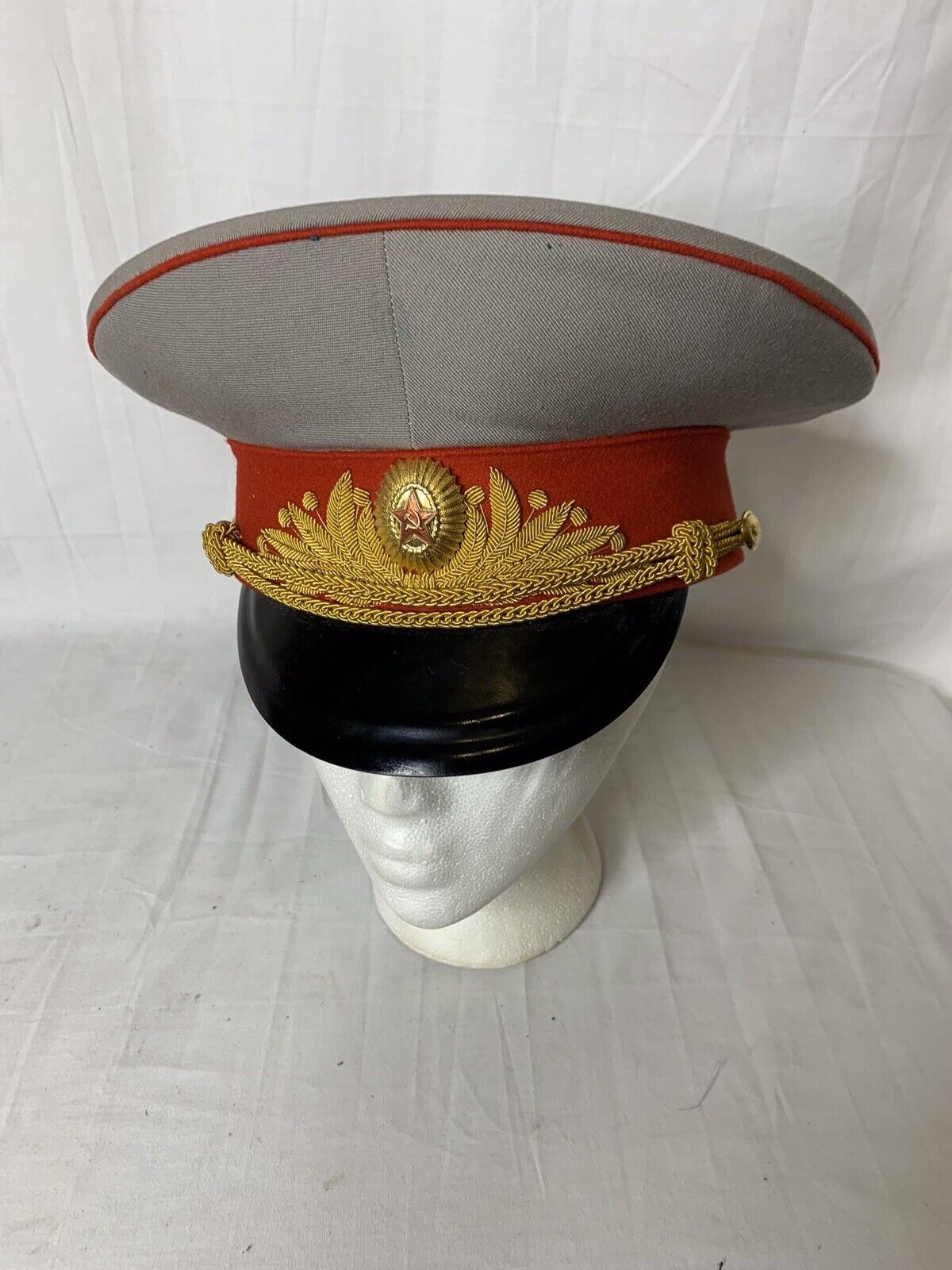 RUSSIAN SOVIET GENERAL PARADE MILITARY UNIFORM VISOR HAT vintage
