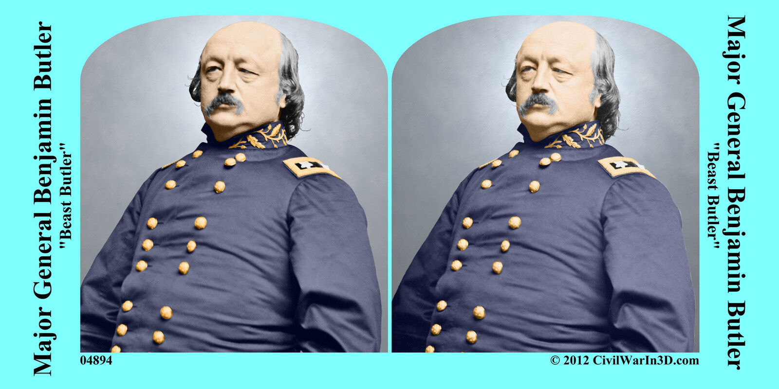 General Benjamin Butler Civil War SV Stereoview Stereocard 3D 04894