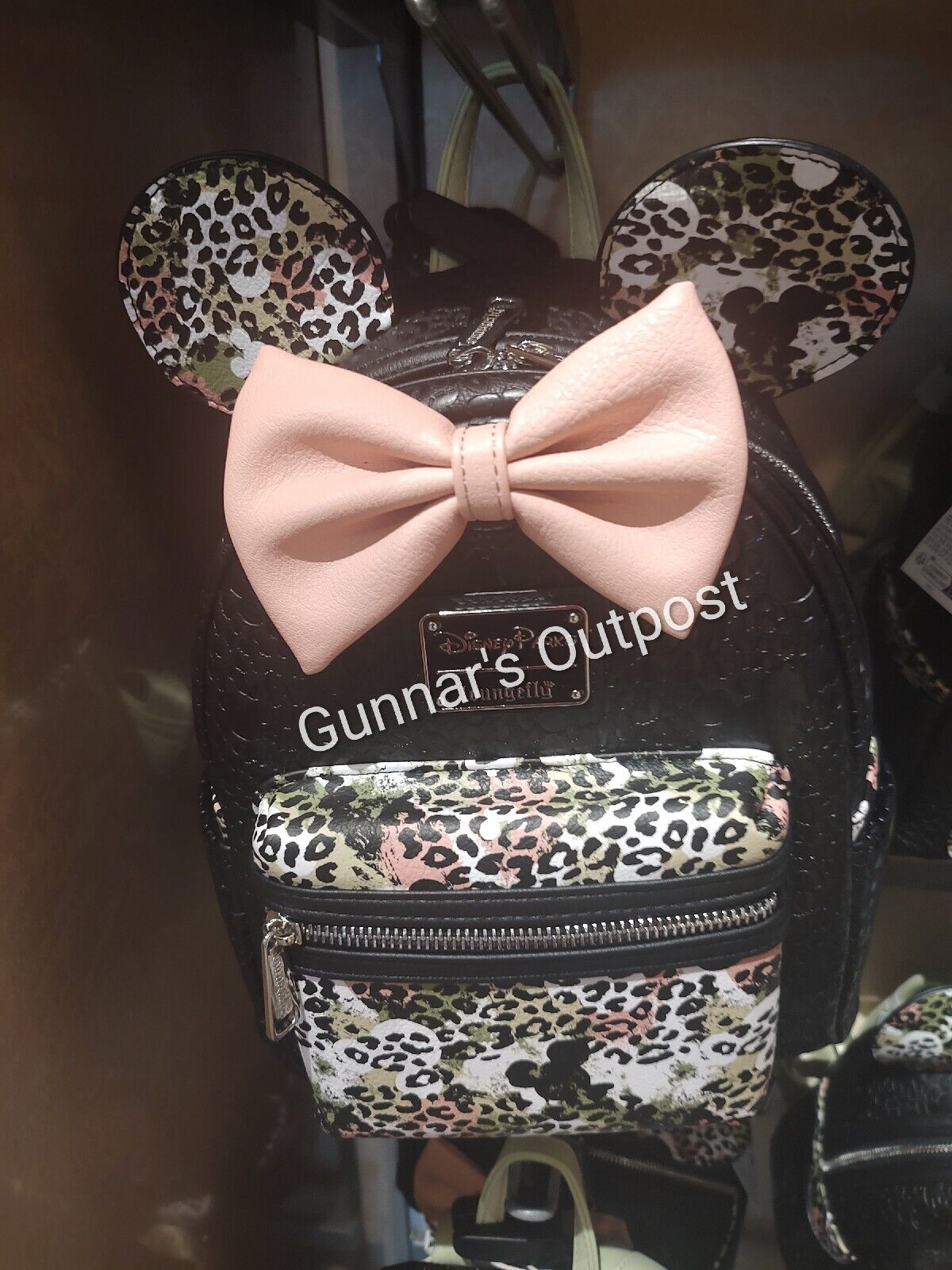 Disney Parks Animal Kingdom Safari Mickey Ear Pink Bow Backpack Loungefly NWT