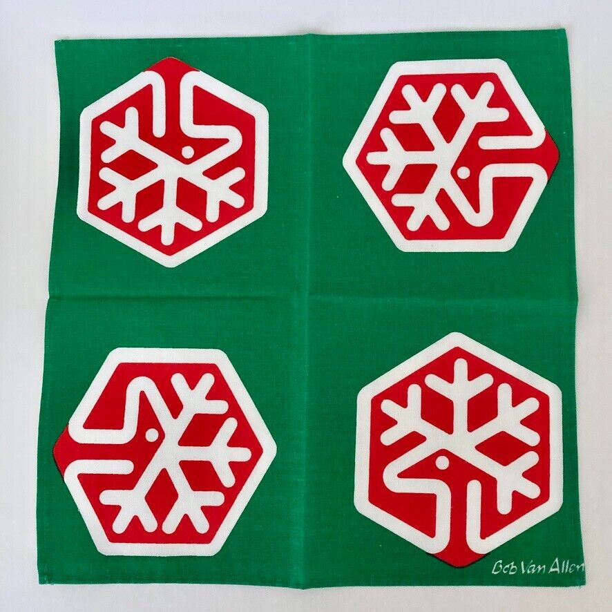 Bob Van Allen 1 Cloth Napkin Reindeer Snowflake Great Xmas Graphics Pillow Top