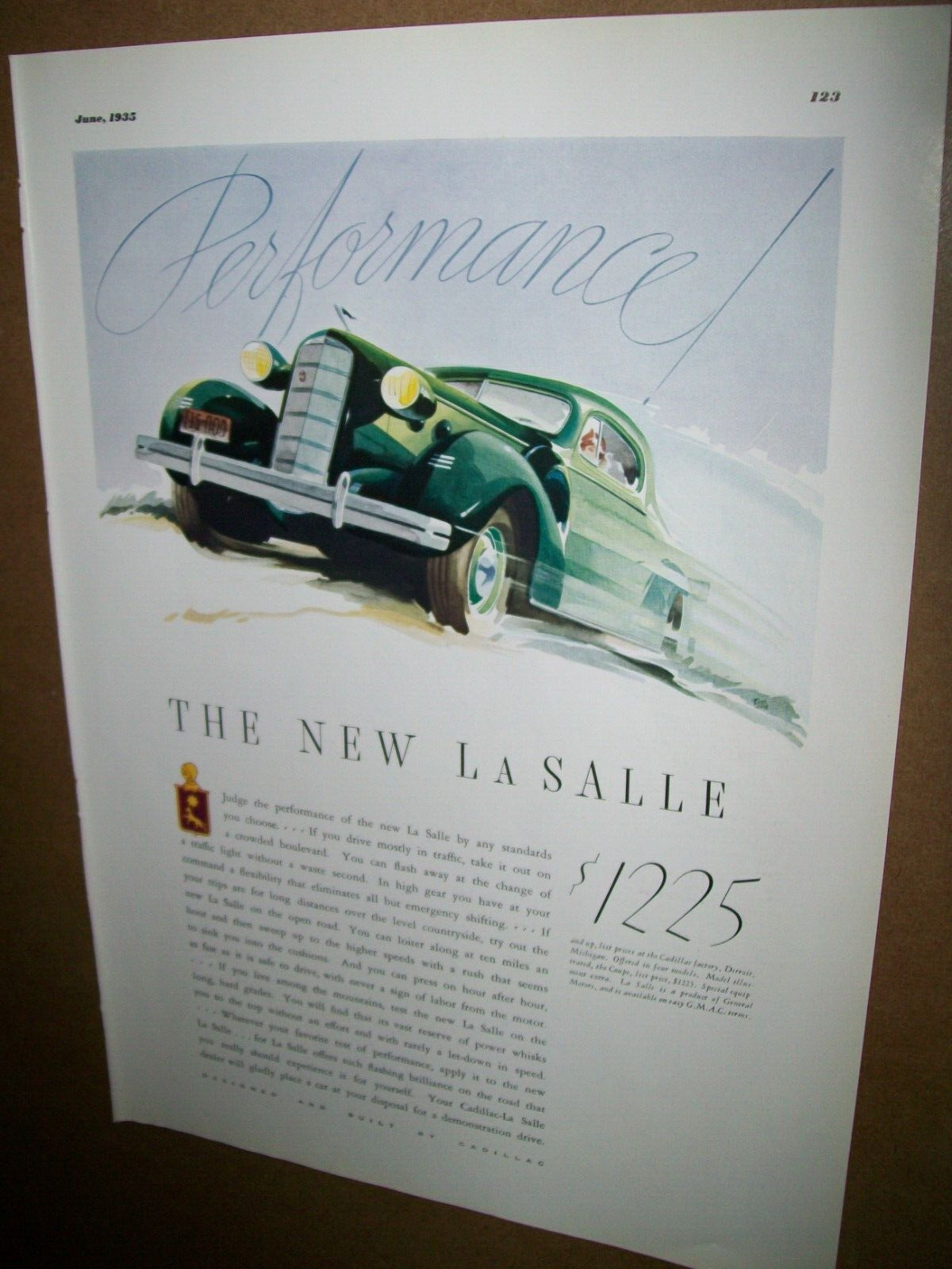1935 Cadillac LaSalle La Salle 3-window Coupe large-mag car ad- \