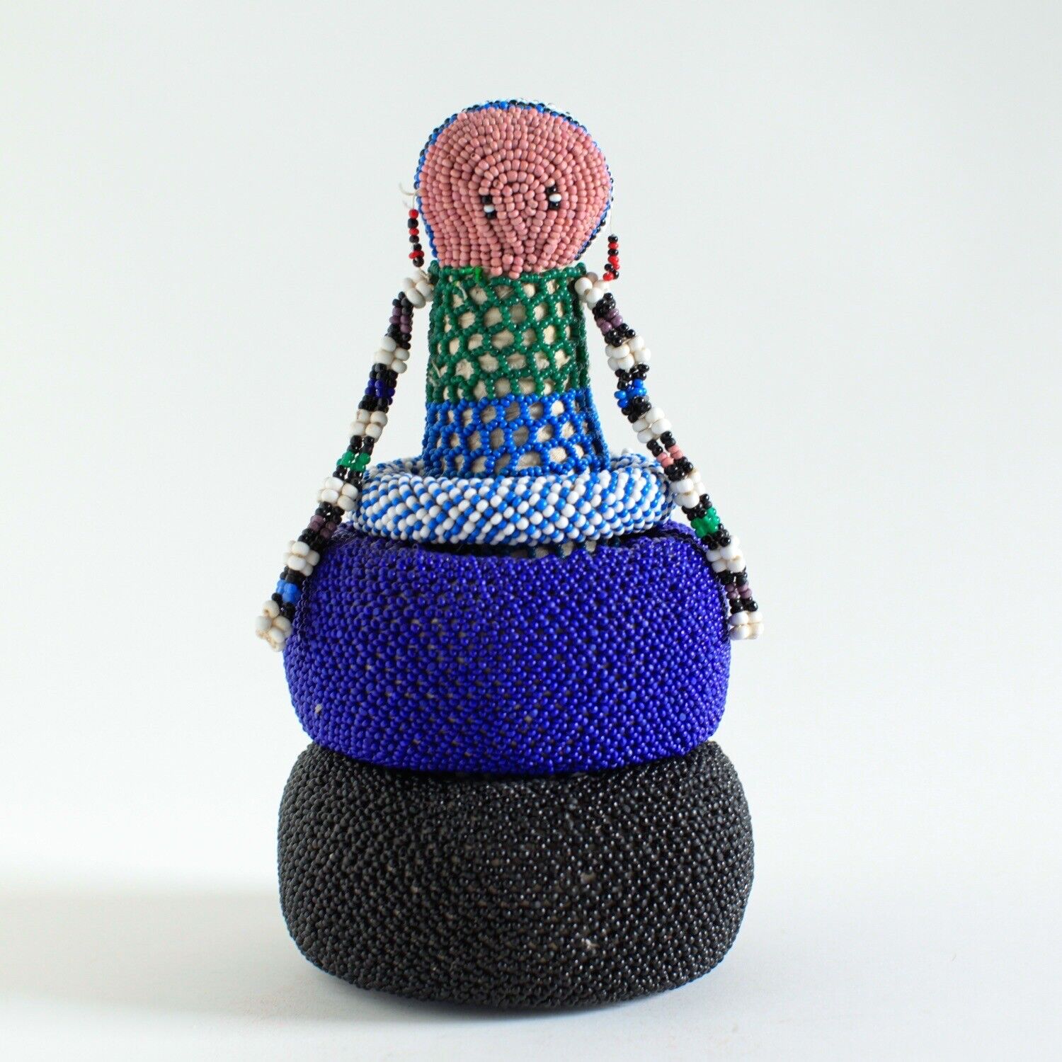 African Folk Art Ndebele Tribal Beaded Doll South Africa Fertility 9”