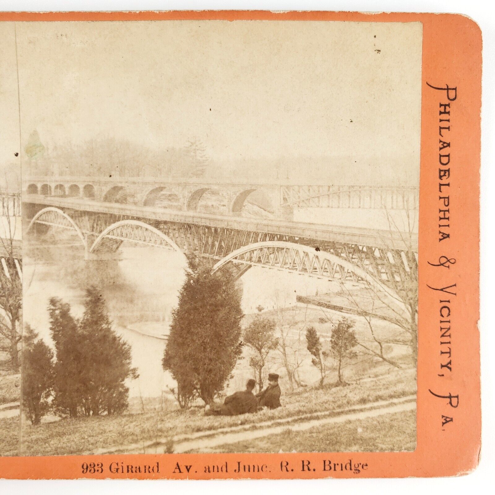 Girard Avenue Railway Bridge Stereoview c1870 Philadelphia Pennsylvania Art F970