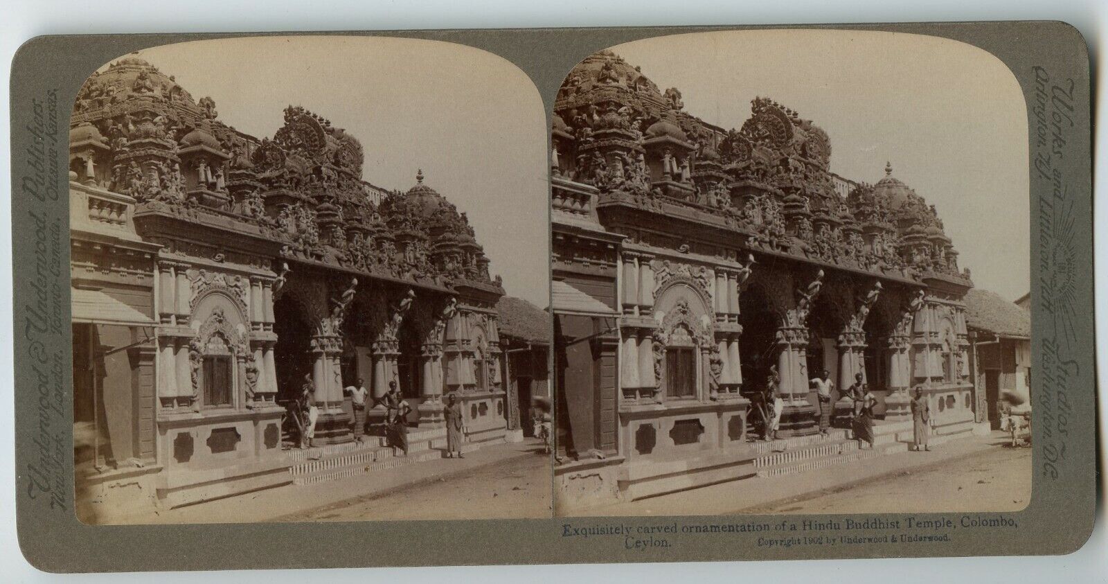 Hindu Buddhist Temple Colombo Ceylon Sri Lanka Vintage Stereoview Photo 1902