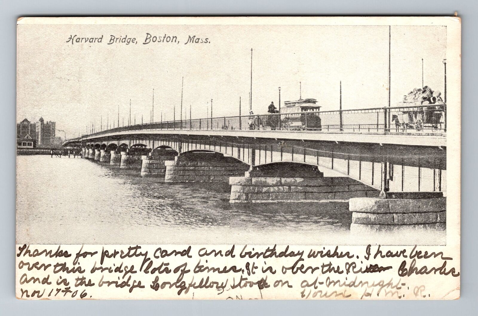 MA-Massachusetts, Harvard Bridge, Vintage Postcard
