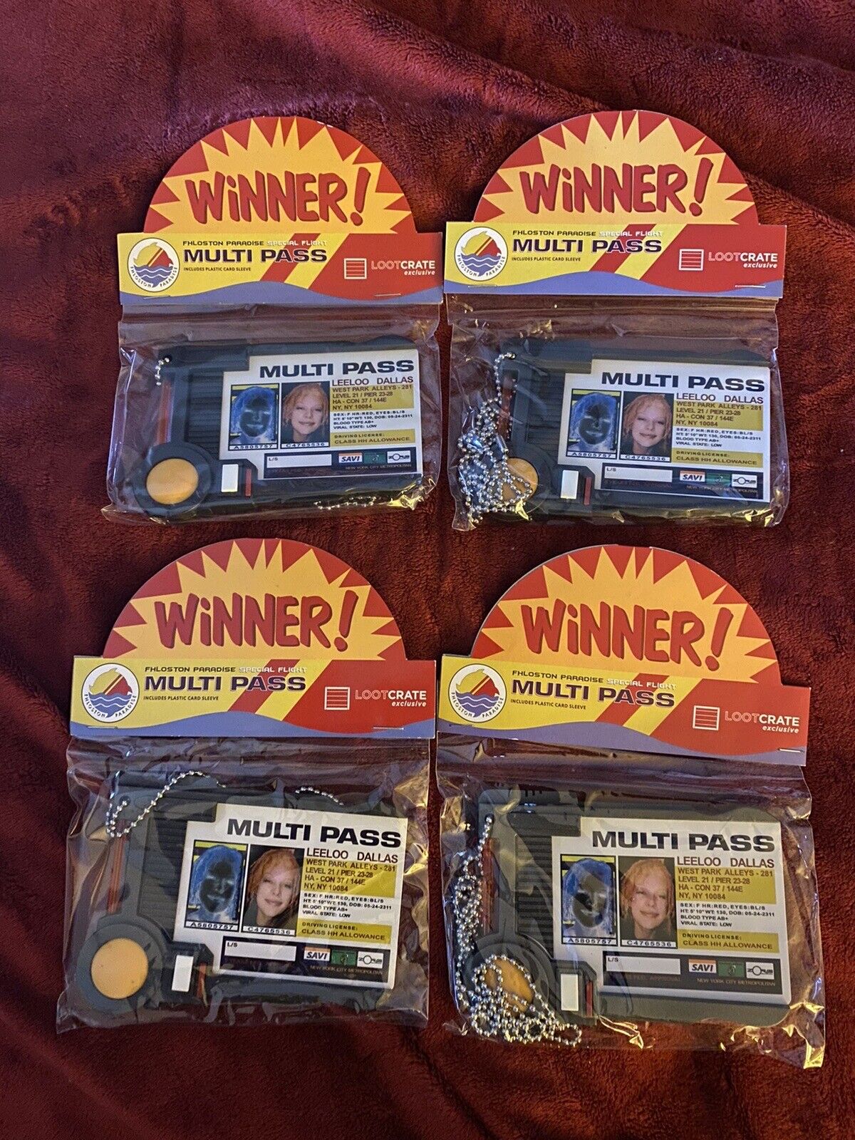 THE FIFTH ELEMENT LEELOO DALLAS MULTI PASS LOOT CRATE Prop Replica Lot Of 4 