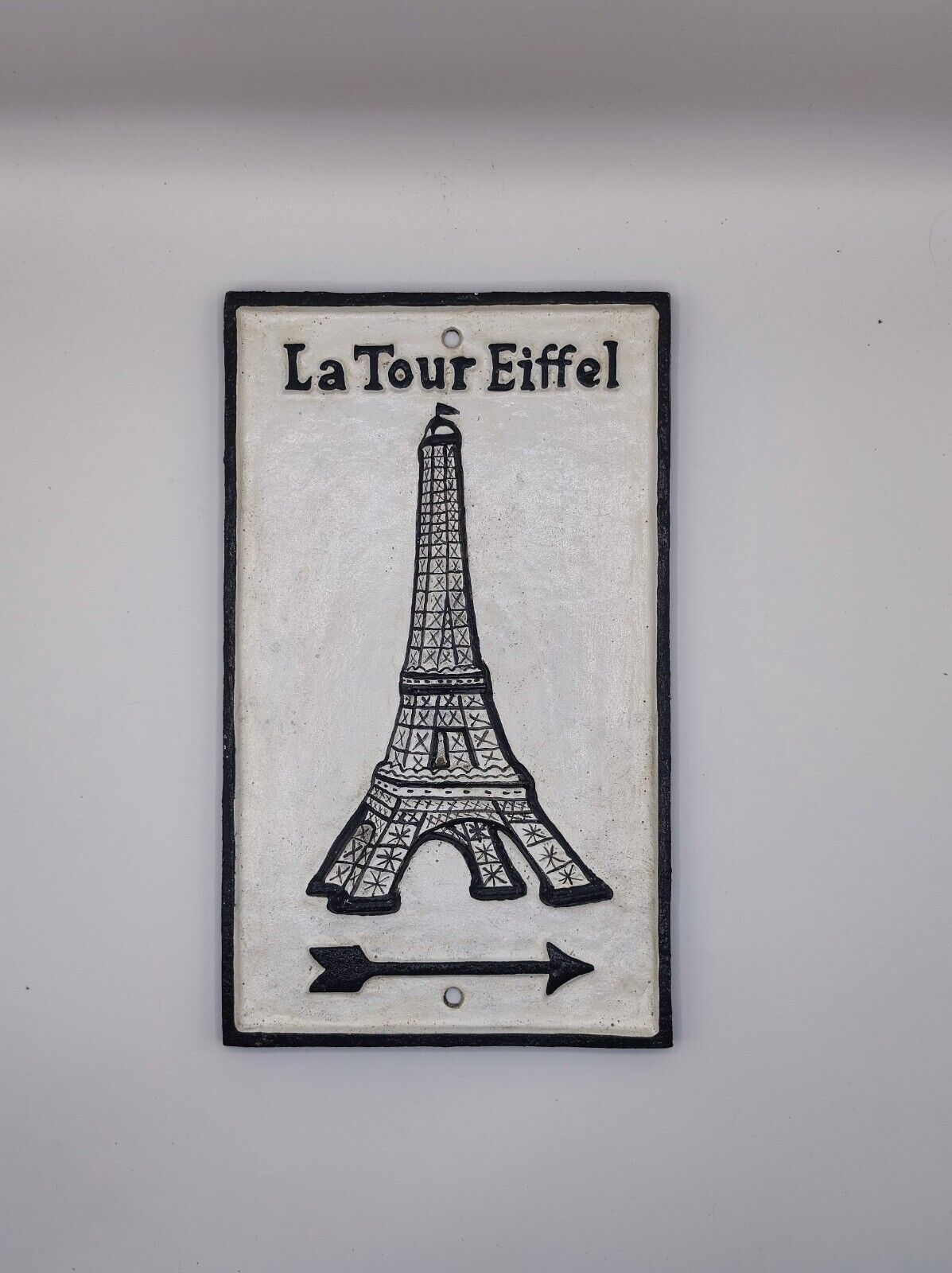 RARE VINTAGE EIFFEL TOWER CAST METAL PARIS STREET SIGN BOARD FRANCE COLLECTIBLE