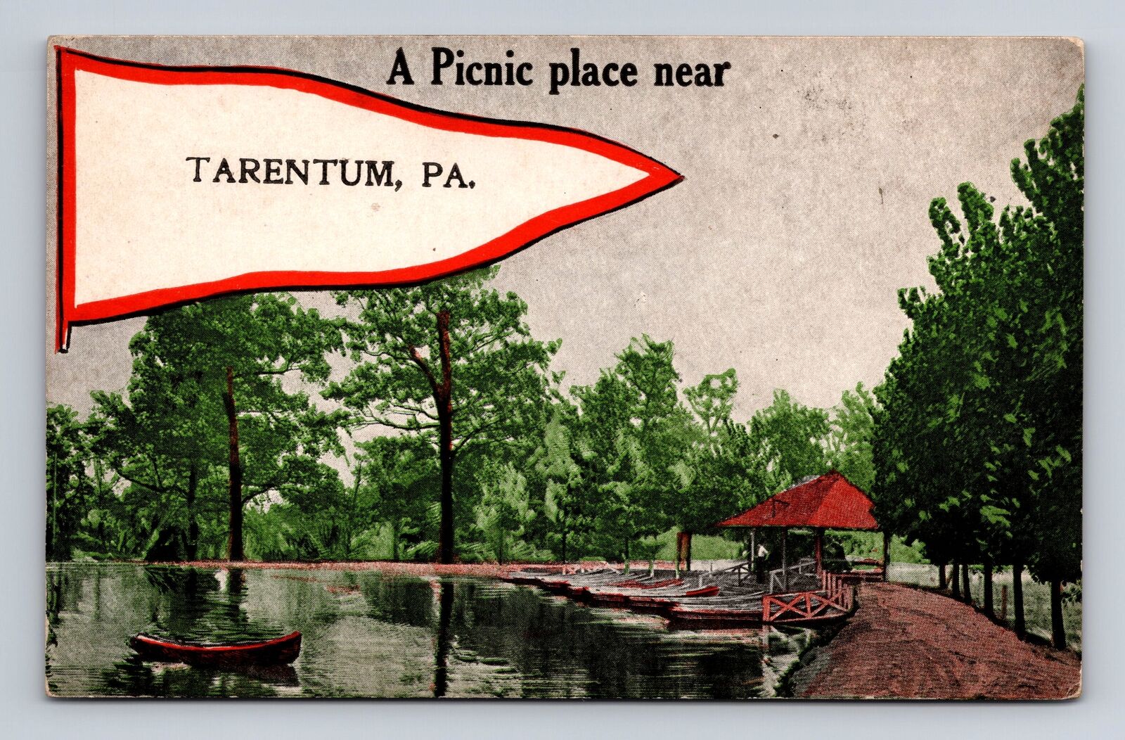 Tarentum PA-Pennsylvania, Banner Scenic Greeting Lakeside Vintage c1910 Postcard