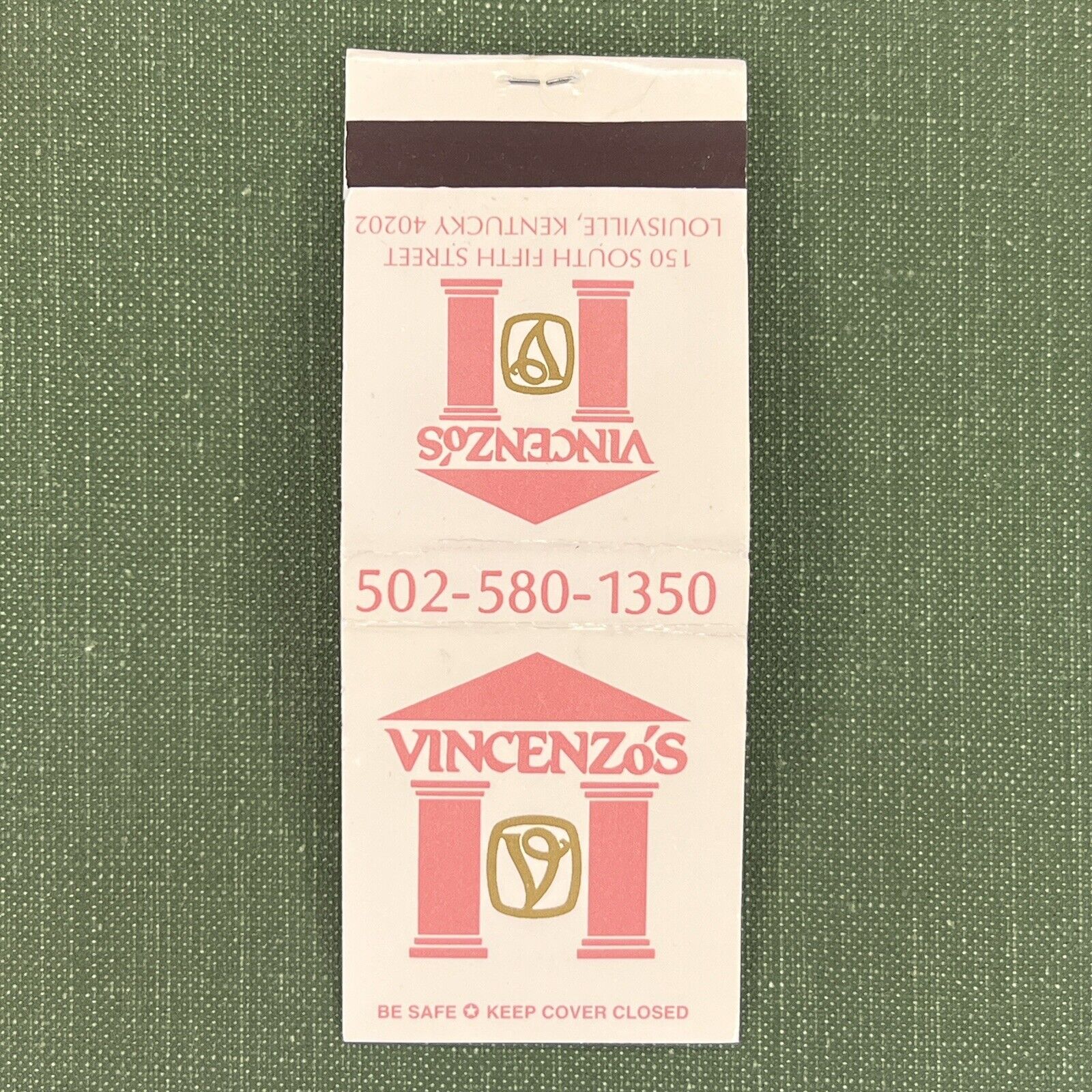 Vintage Matchbook Vincenzo’s Restaurant Louisville Kentucky Matches Unstruck
