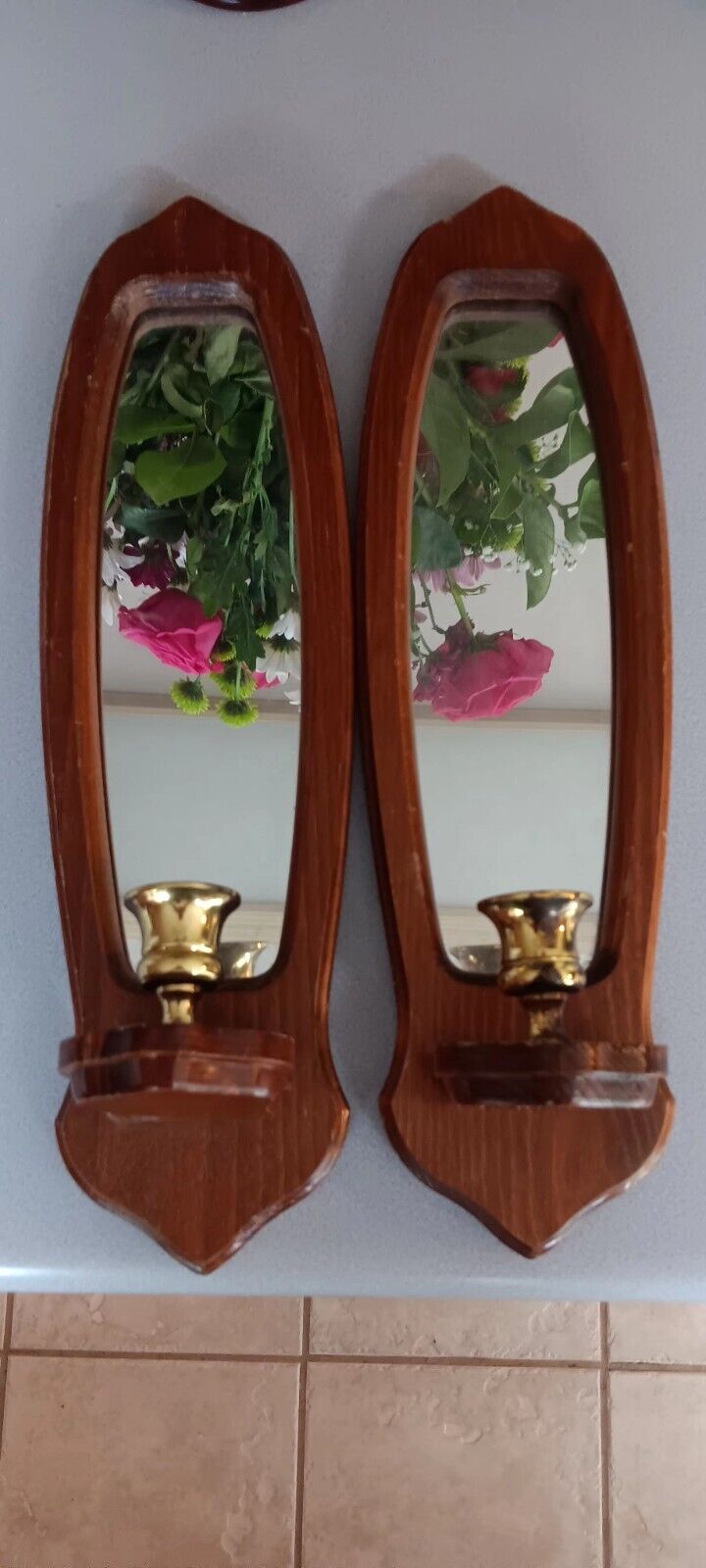 Wood hanging mirrors vintage 1970s