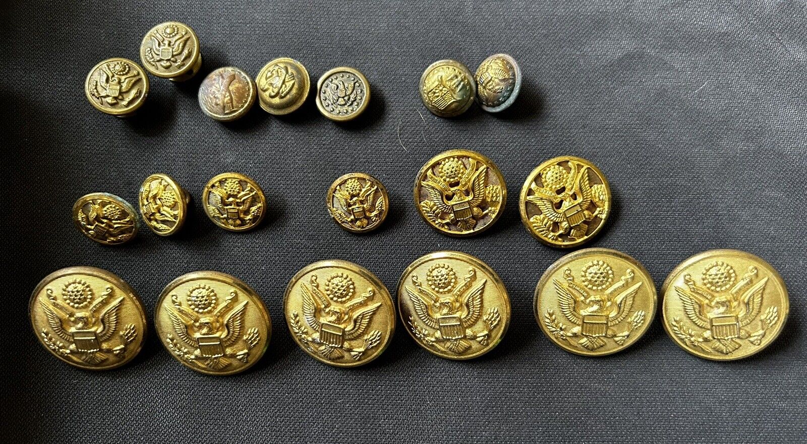 Antique Vintage 19 Assorted Military Buttons - Various Manufacturers
