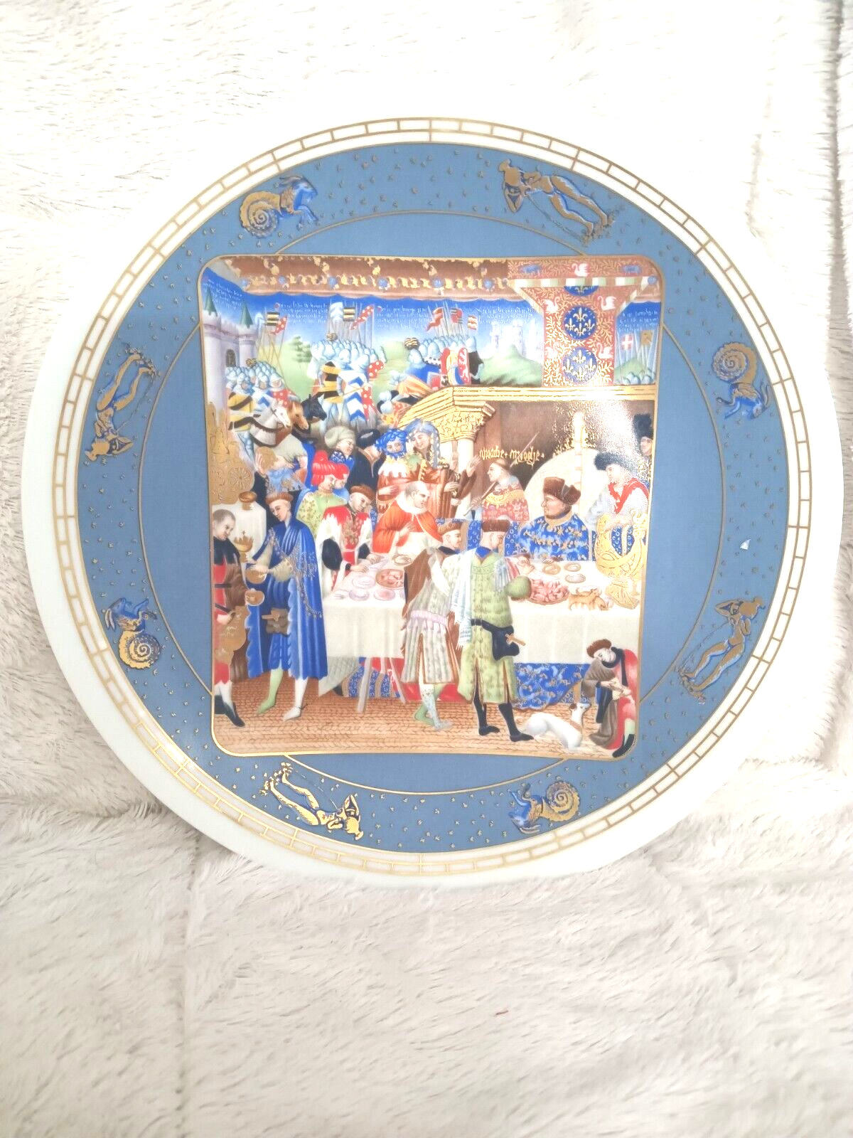 Vintage Limoges French Medieval Dutheil Plate Janvier Renaissance Duc de Berry