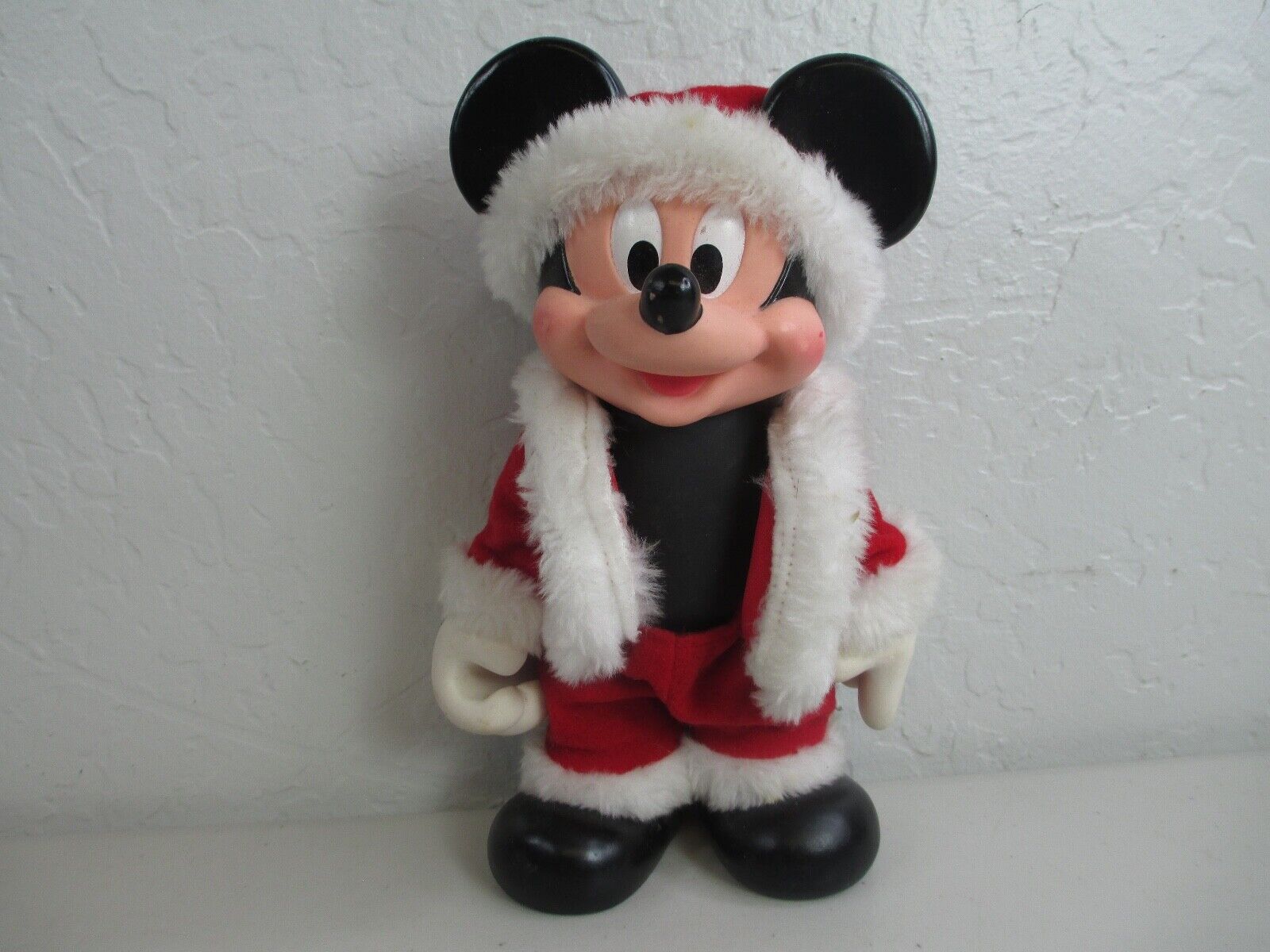 Vintage Mickey Mouse Santa Plastic Figure Disney Blemished 