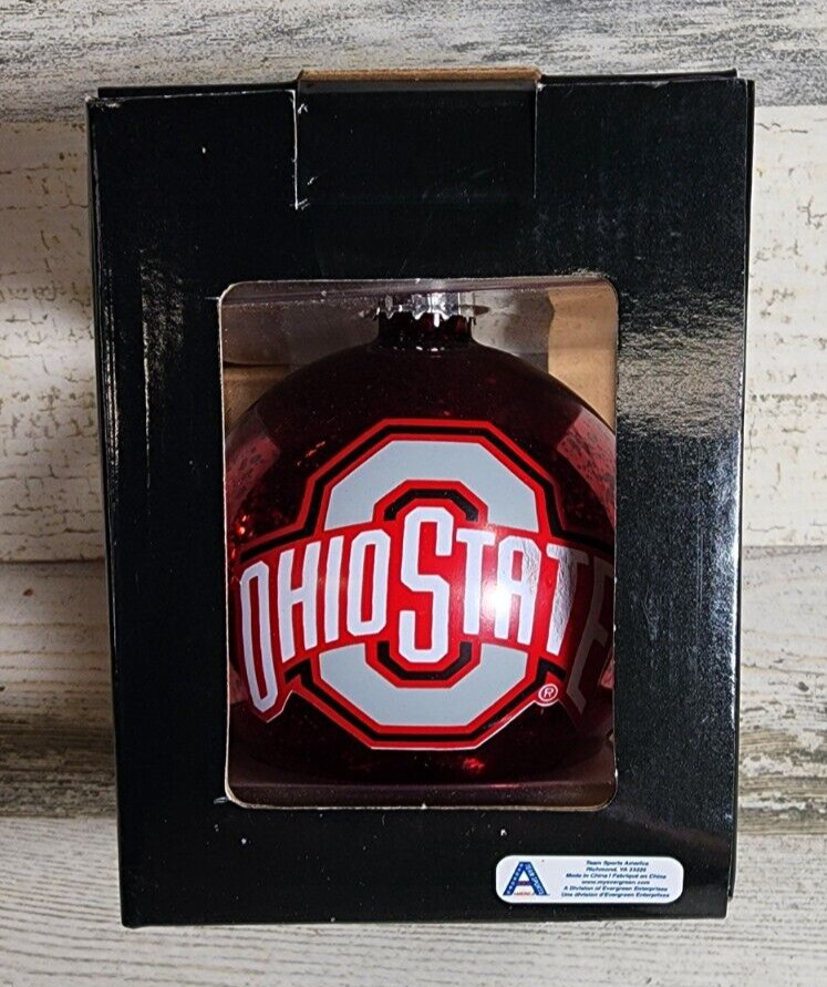 Mercury Glass Christmas Ornament Ohio State Buckeyes Red Ball Globe 3” Red