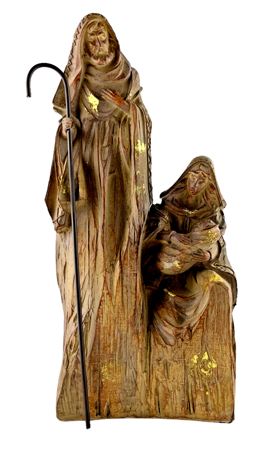Roman Inc. Nativity Figurine One-Piece Jesus Mary Joseph Gold Paint Accents 10\