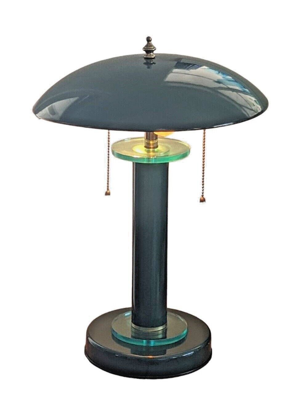 VTG Lamp 80s Art Deco Bankers Desk Retro Hunter Green Postmodern Memphis Style