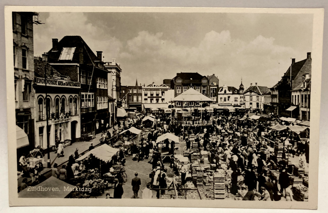 RPPC Market Day, Eindhoven, The Netherlands, Vintage Real Photo Postcard