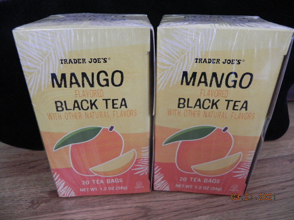 Lot Of 2 BOXES Trader Joe’s  Mango Black Tea 40 Pcs Tea Bags Total.. 3-2026 DATE