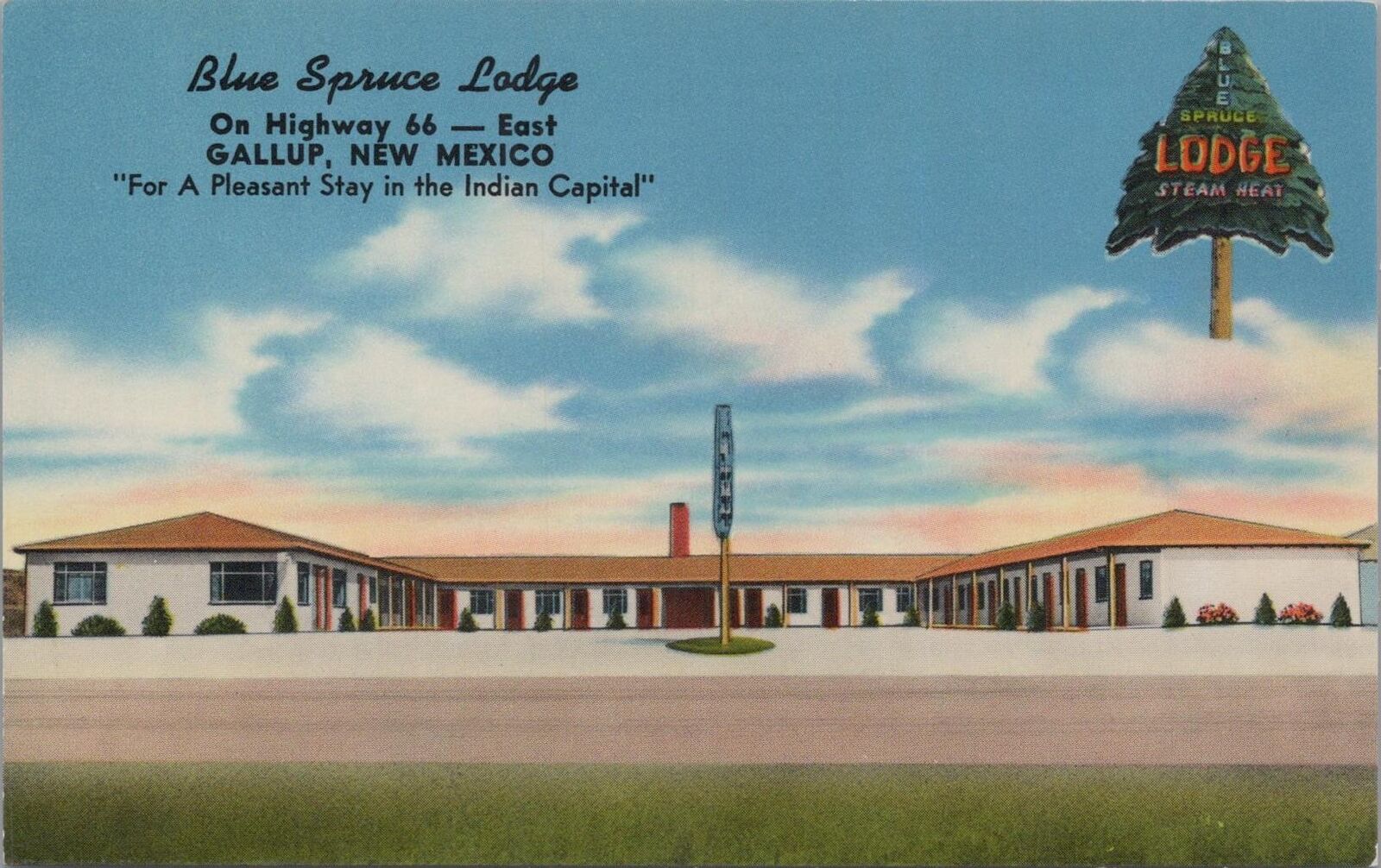Postcard Blue Spruce Lodge Gallup New Mexico NM 