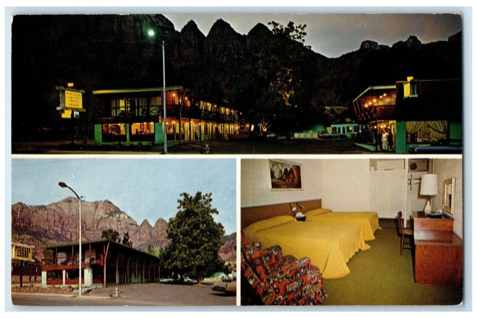 c1950\'s Pioneer Lodge Restaurant And Gift Shop Springdale UT Multiview Postcard