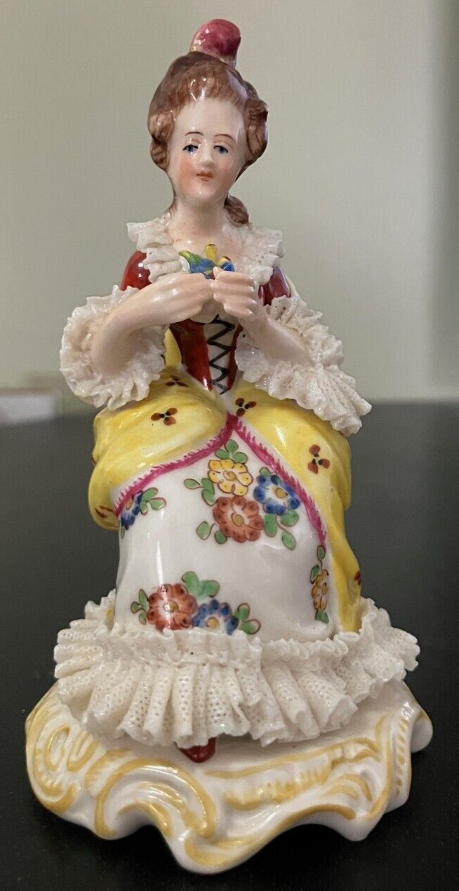 Aelteste Volkstedt Thuringia Lace Porcelain Elegant Lady Figurine