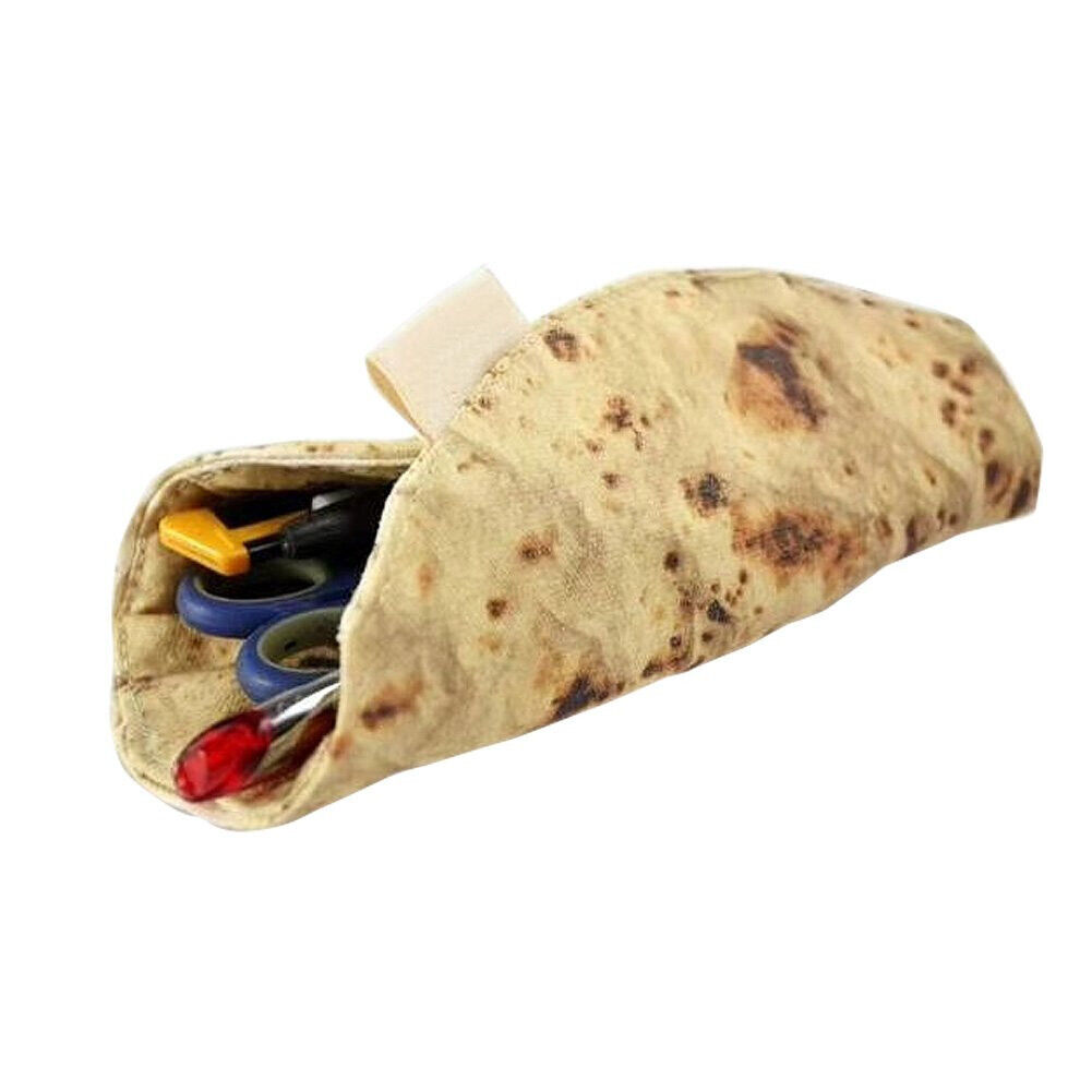 Burrito Shape Roll Up Pencil Bag Pen Case Holder Storage Pouch School Supplies