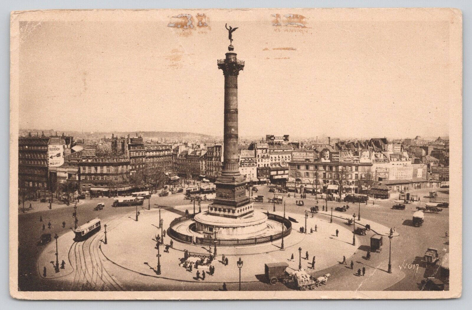 Postcard Place de la Bastille Paris France (929)